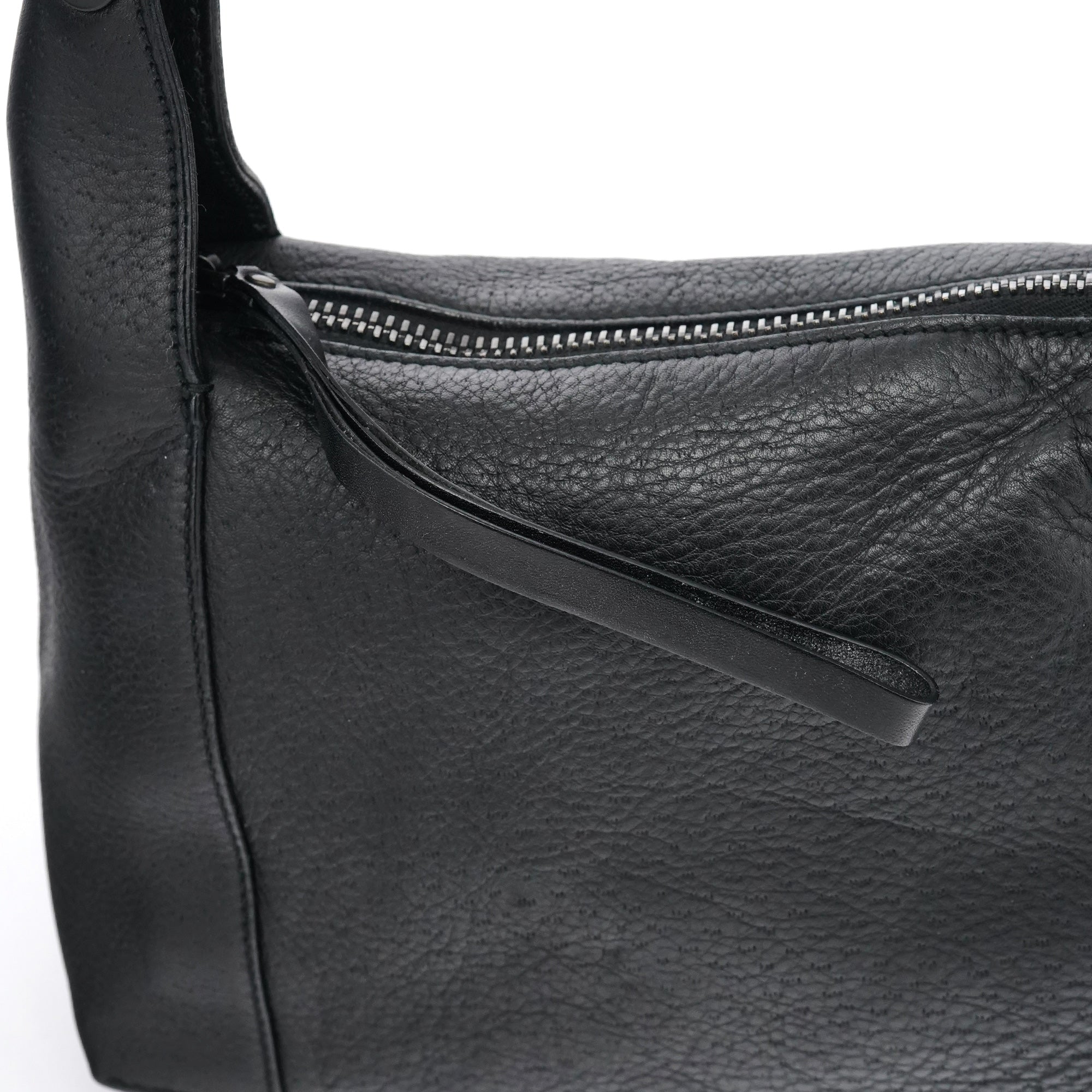 Black Leather Hobo Shoulder Bag