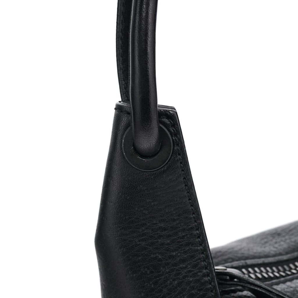 Black Leather Hobo Shoulder Bag