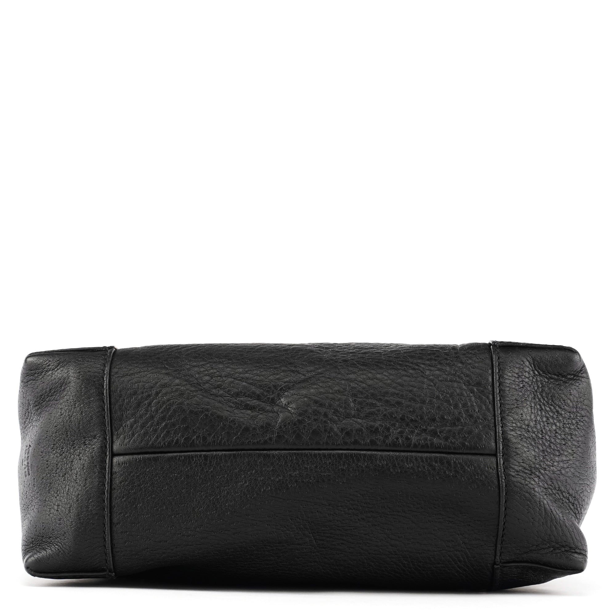 Black Leather Hobo Shoulder Bag