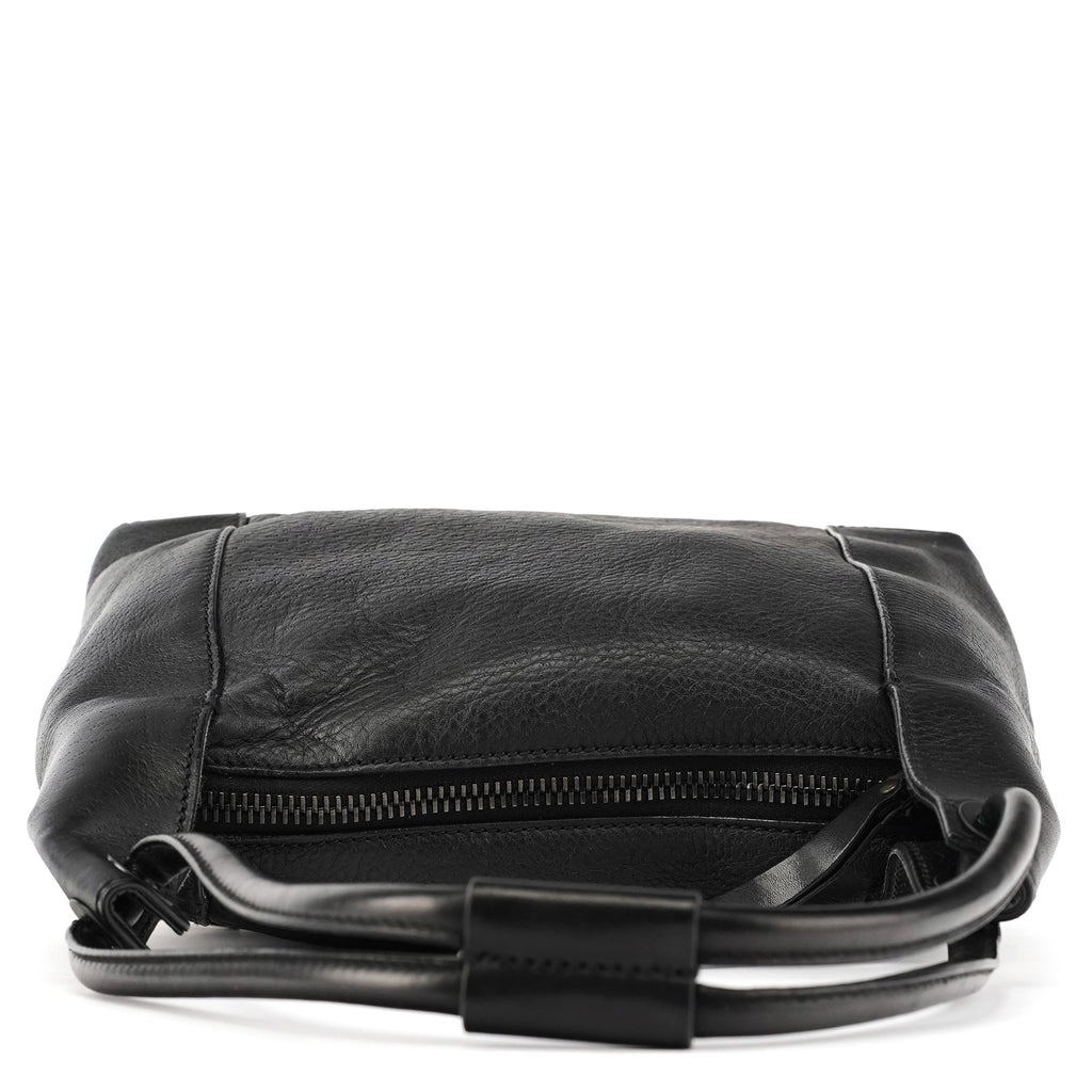 Black Leather Hobo Shoulder Bag