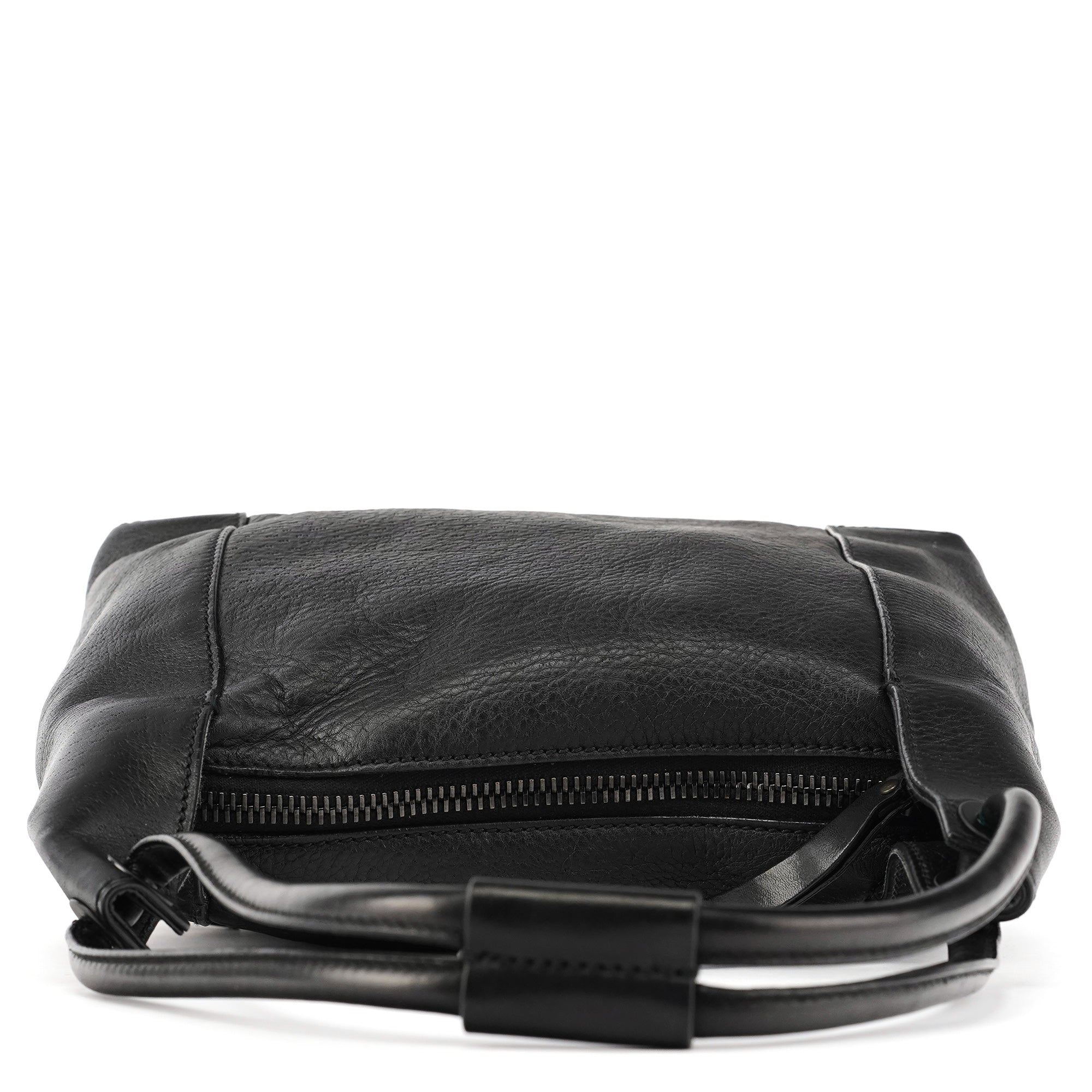Black Leather Hobo Shoulder Bag