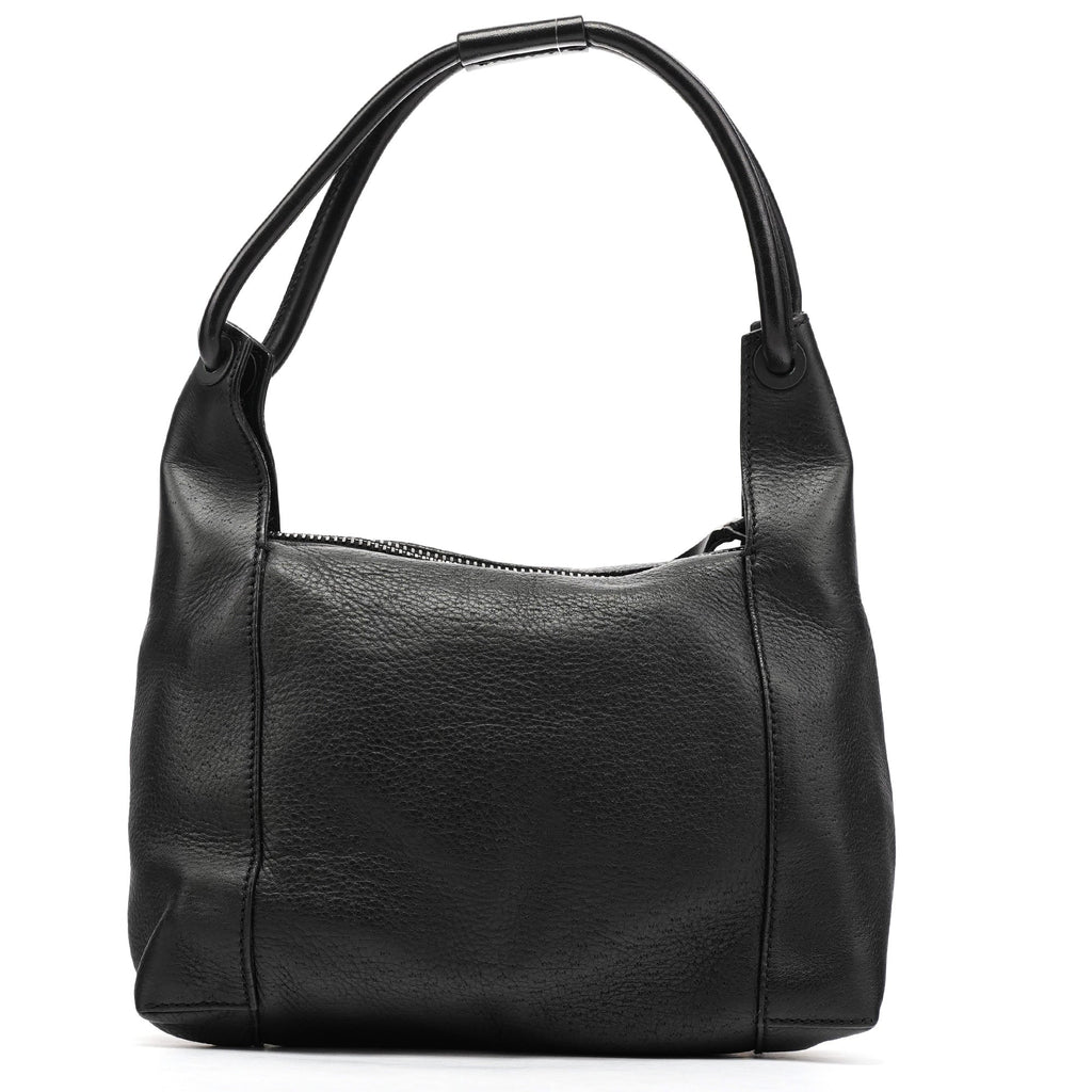 Black Leather Hobo Shoulder Bag