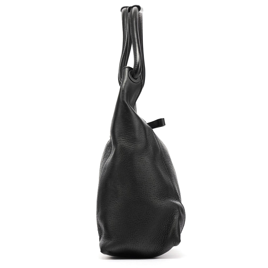 Black Leather Hobo Shoulder Bag