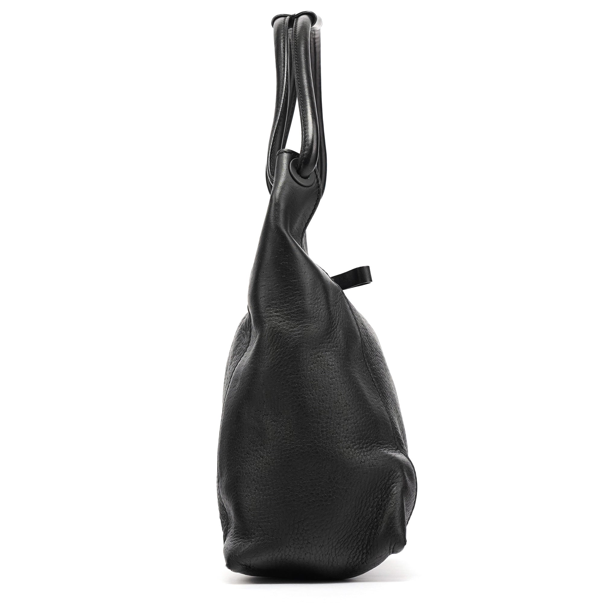 Black Leather Hobo Shoulder Bag