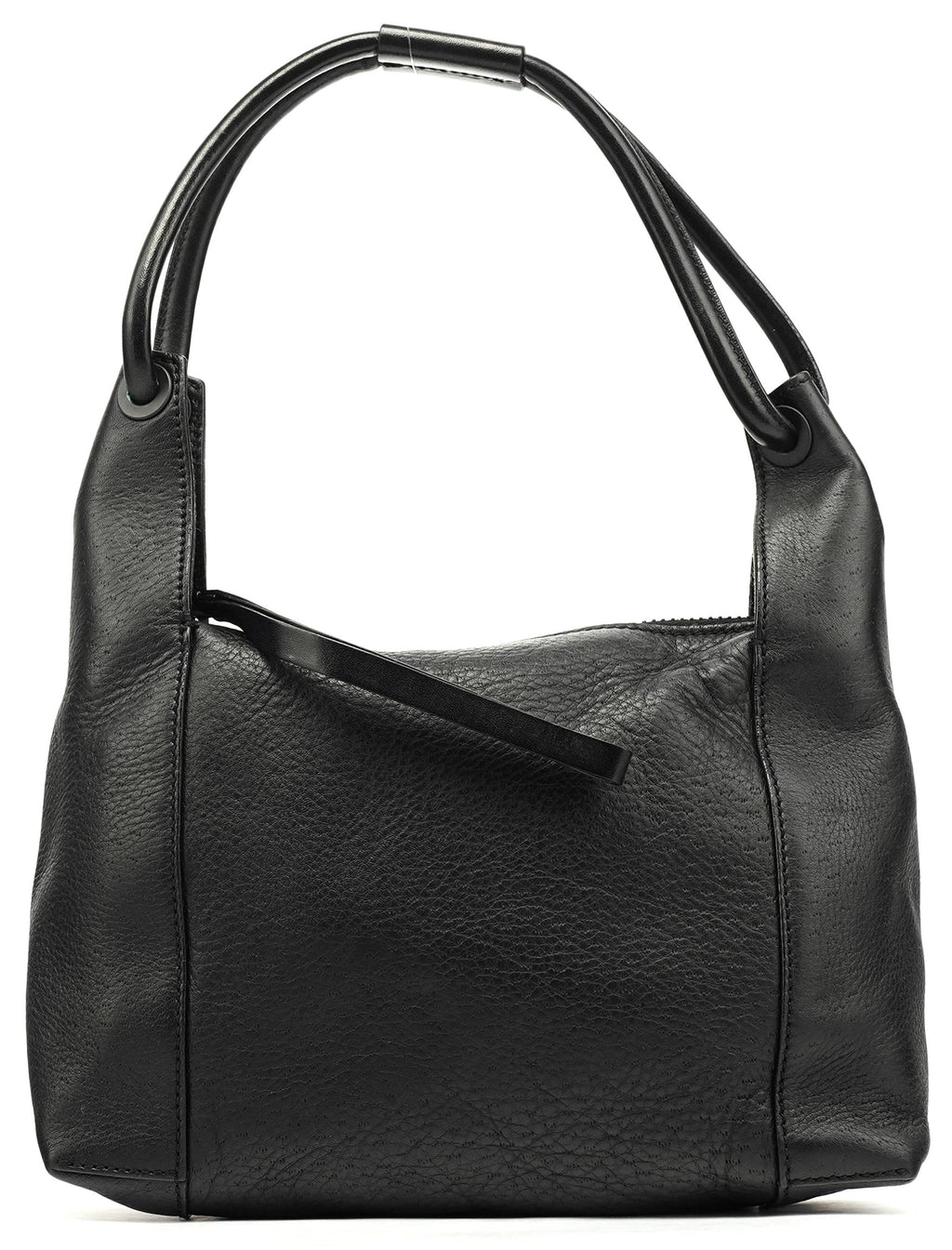 Black Leather Hobo Shoulder Bag
