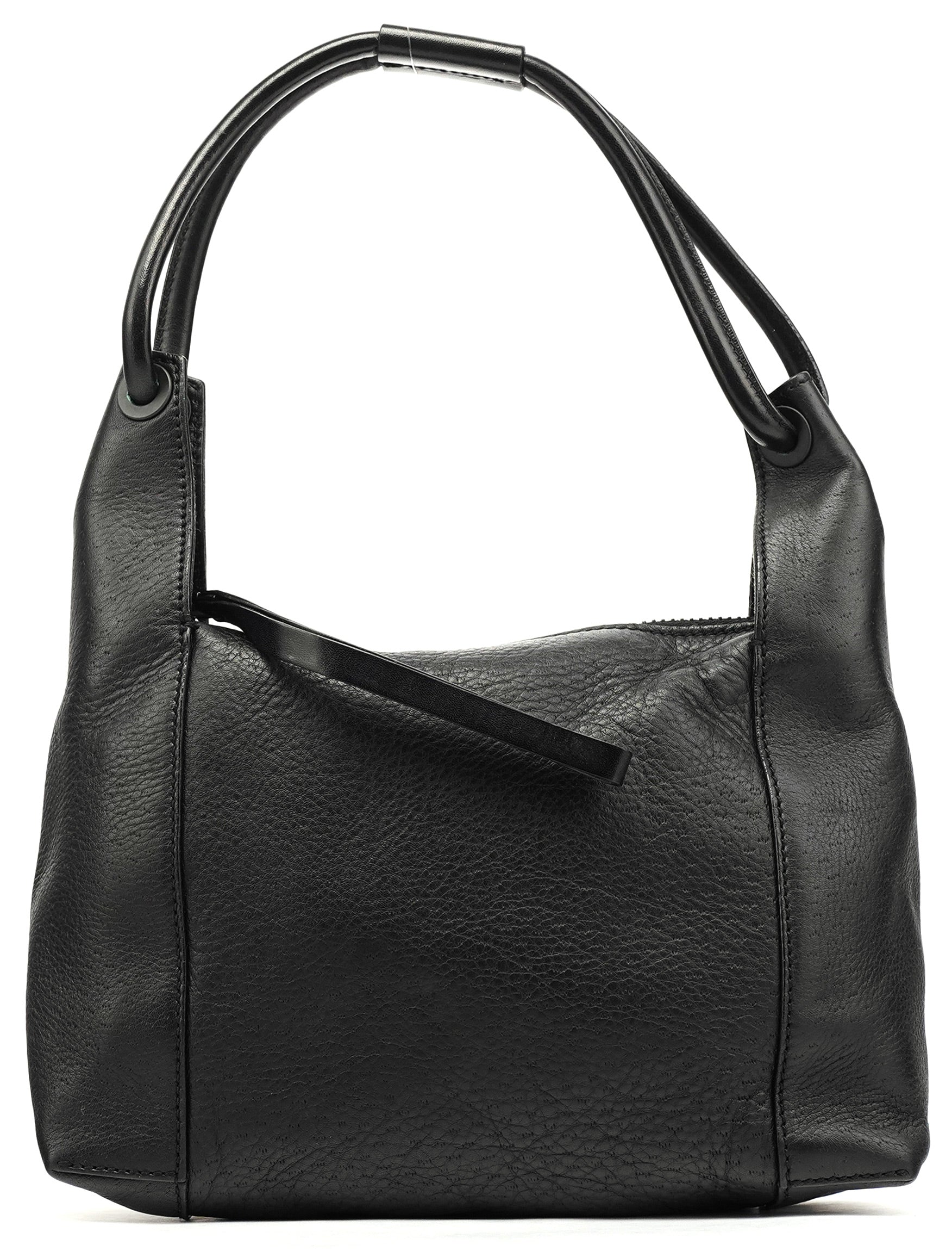 Black Leather Hobo Shoulder Bag