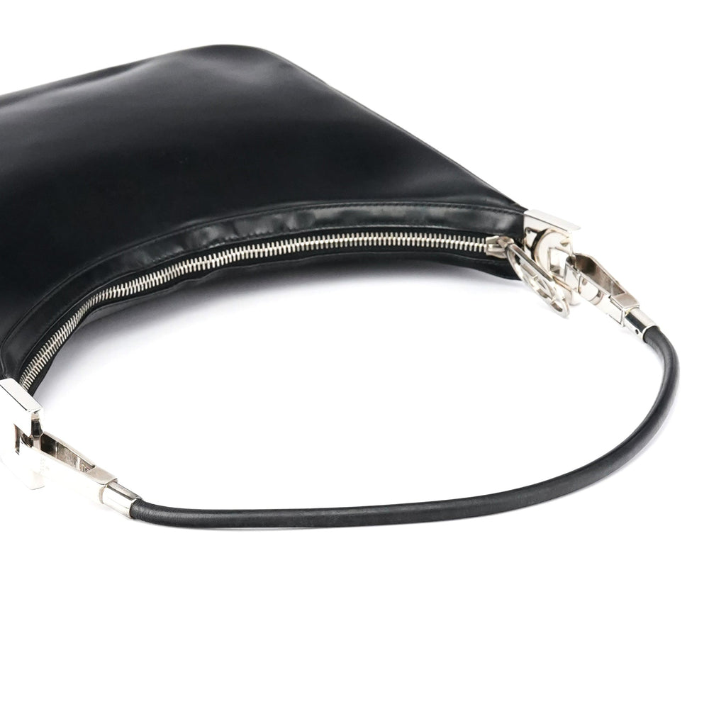 Black Leather Hobo Shoulder Bag