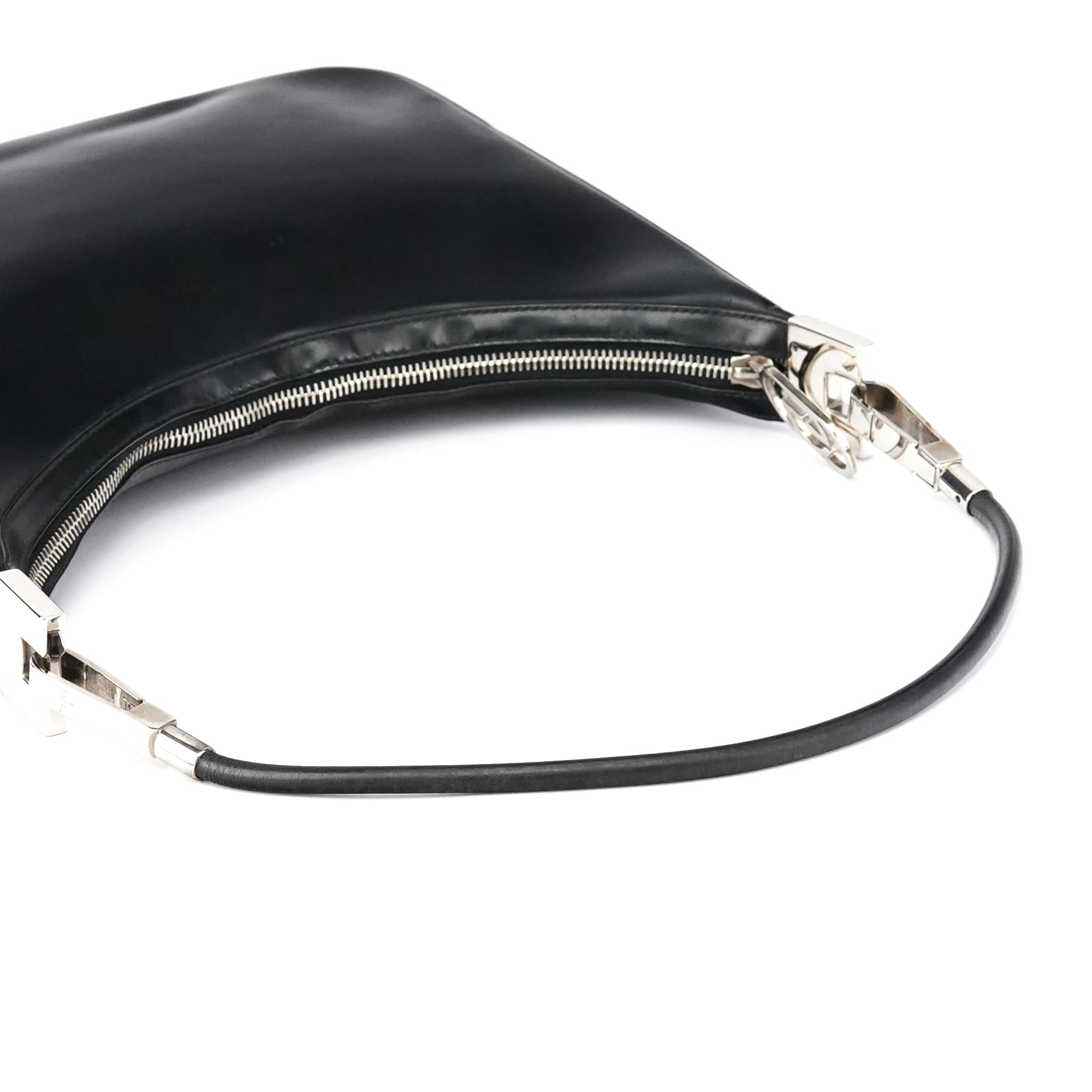Black Leather Hobo Shoulder Bag