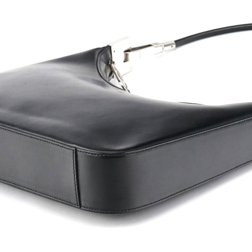 Black Leather Hobo Shoulder Bag