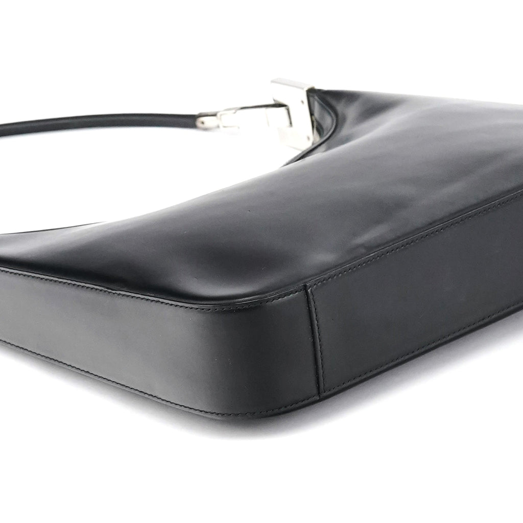 Black Leather Hobo Shoulder Bag