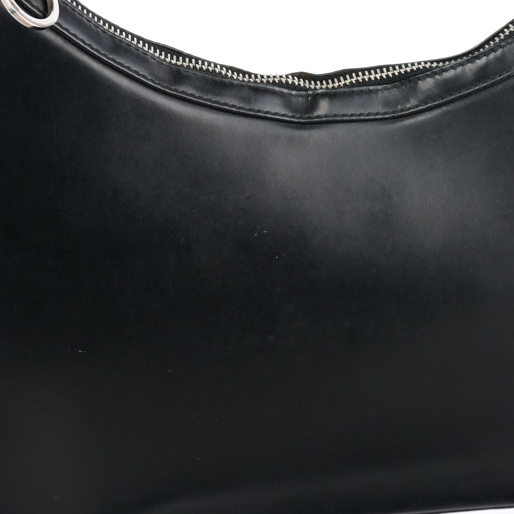 Black Leather Hobo Shoulder Bag