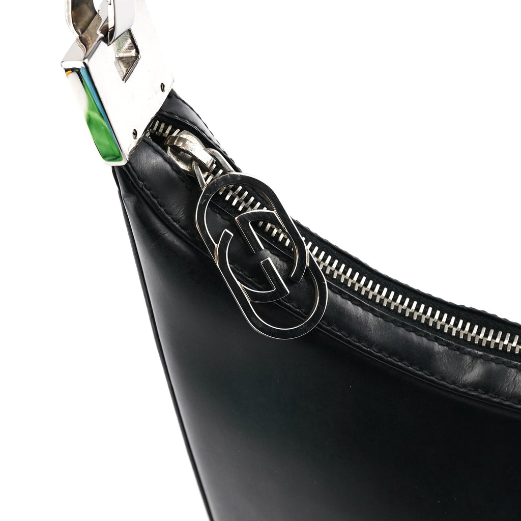 Black Leather Hobo Shoulder Bag
