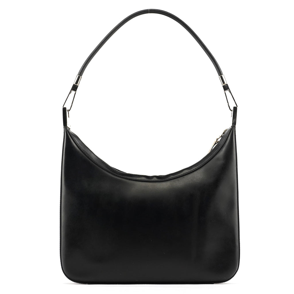 Black Leather Hobo Shoulder Bag
