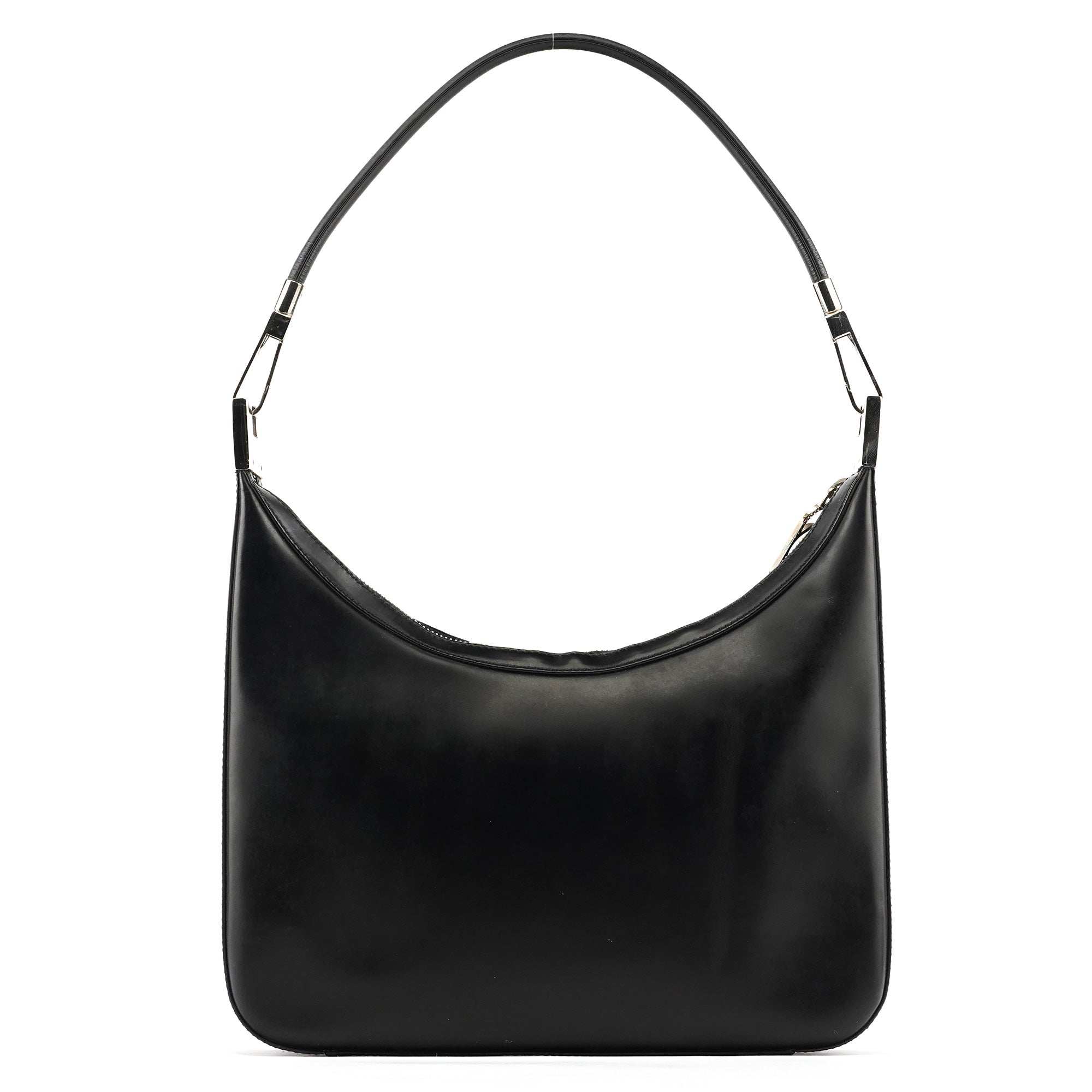 Black Leather Hobo Shoulder Bag