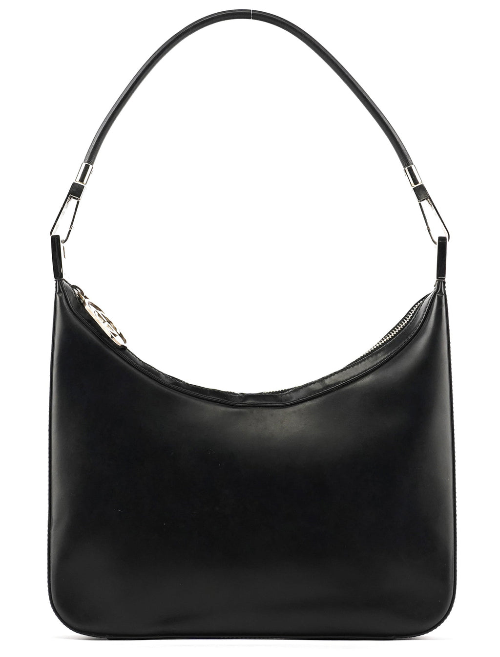 Black Leather Hobo Shoulder Bag