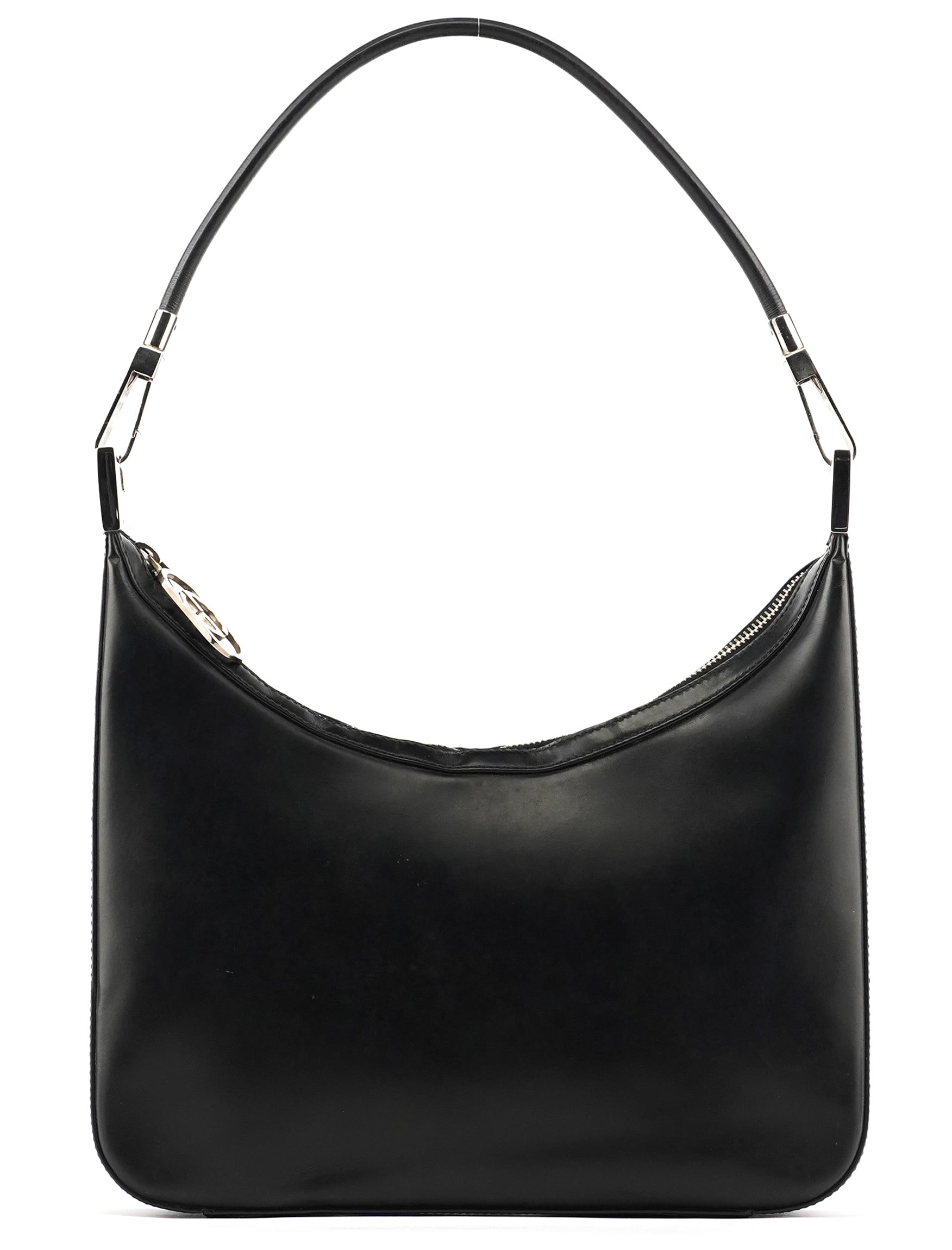 Black Leather Hobo Shoulder Bag