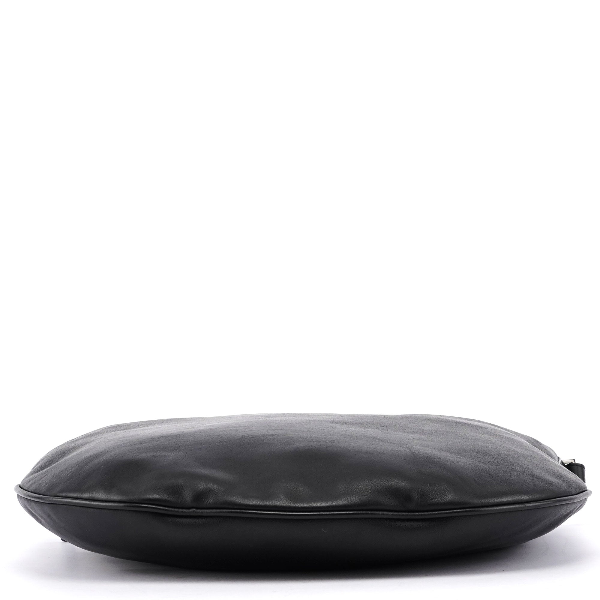 Black Leather Hobo Shoulder Bag