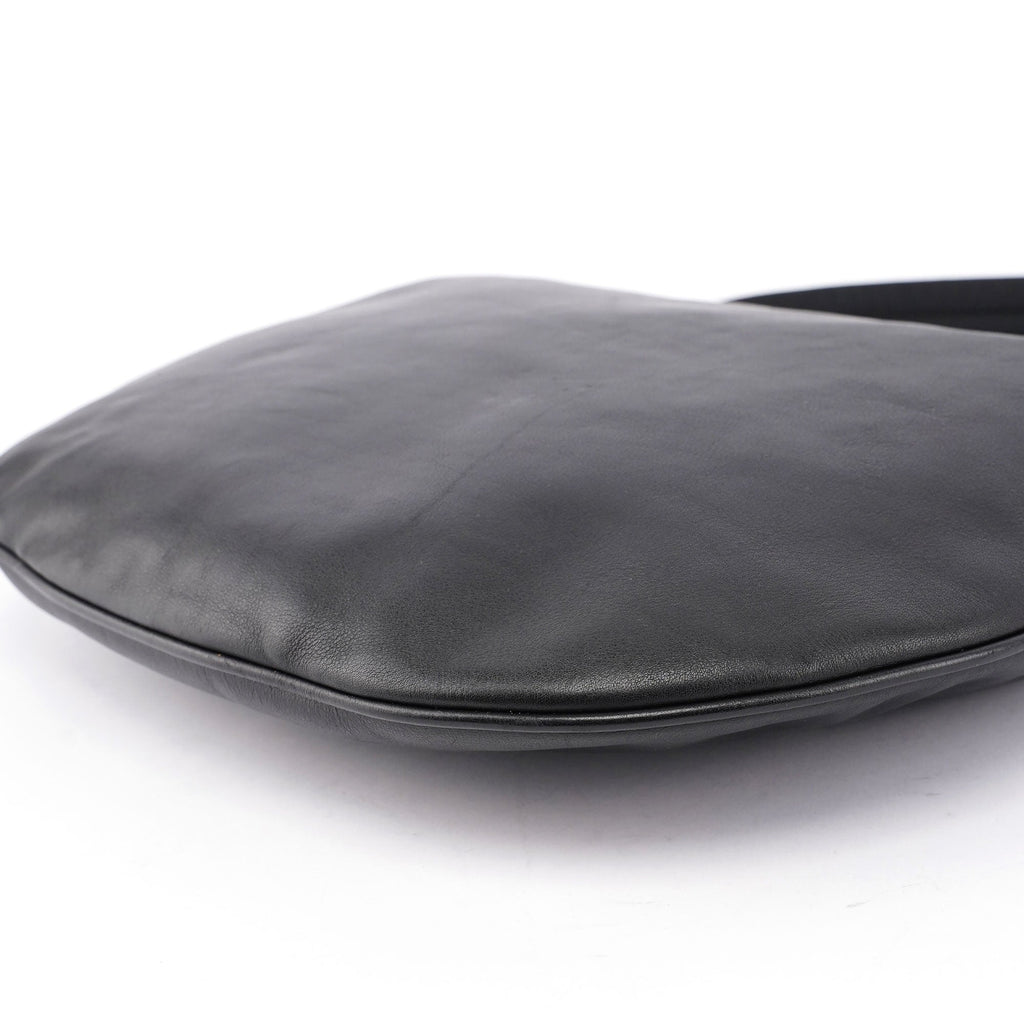 Black Leather Hobo Shoulder Bag