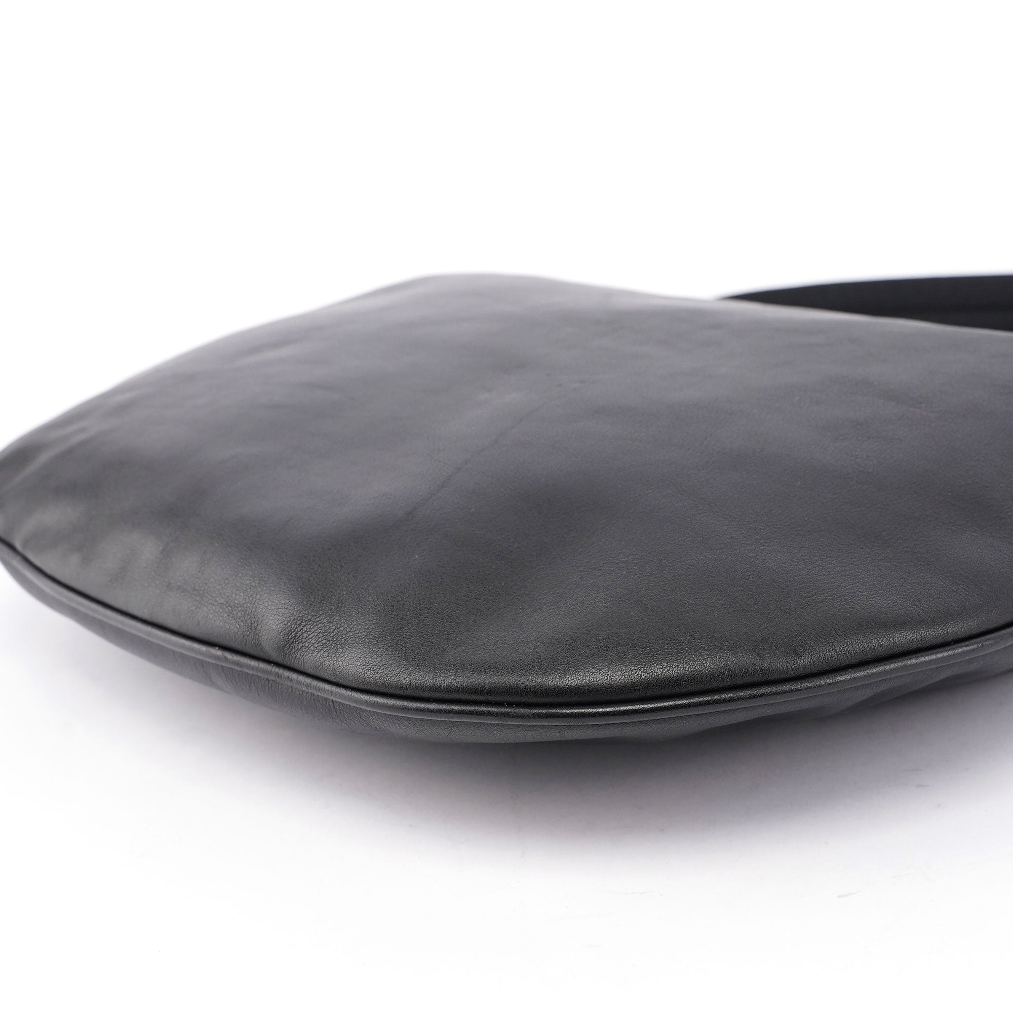 Black Leather Hobo Shoulder Bag