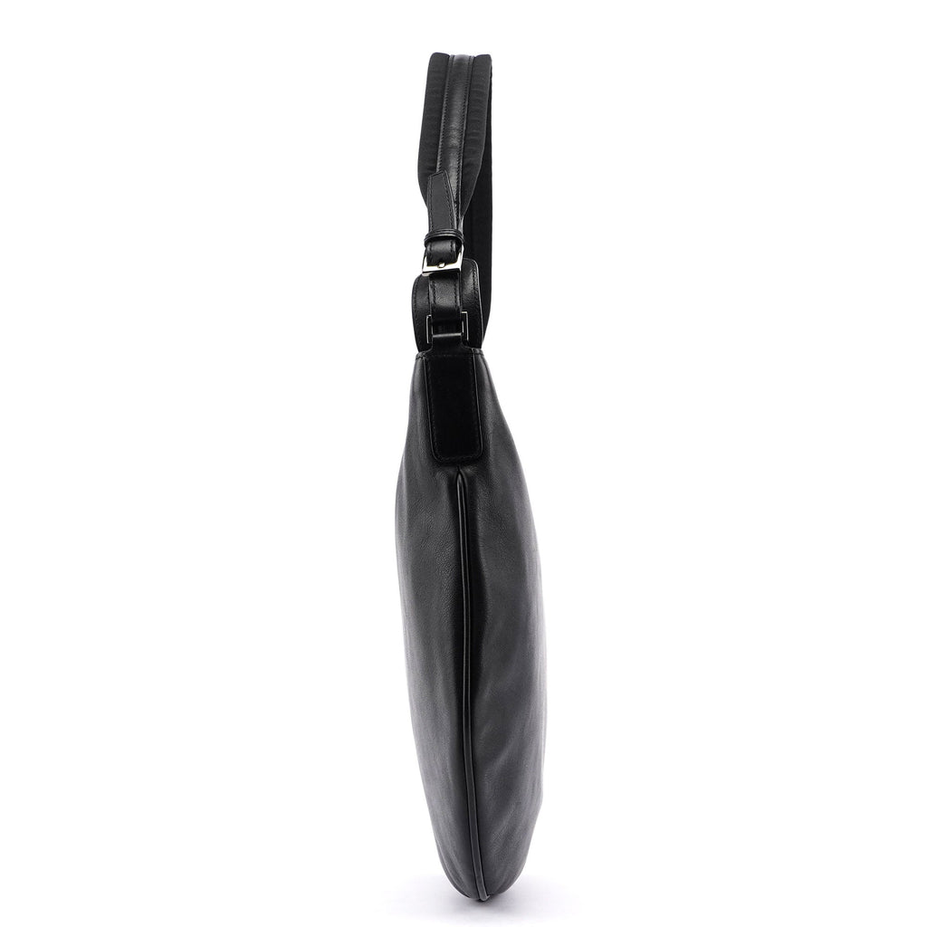 Black Leather Hobo Shoulder Bag