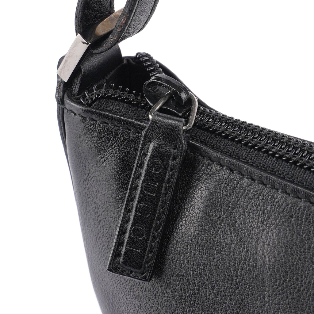 Black Leather Hobo Shoulder Bag