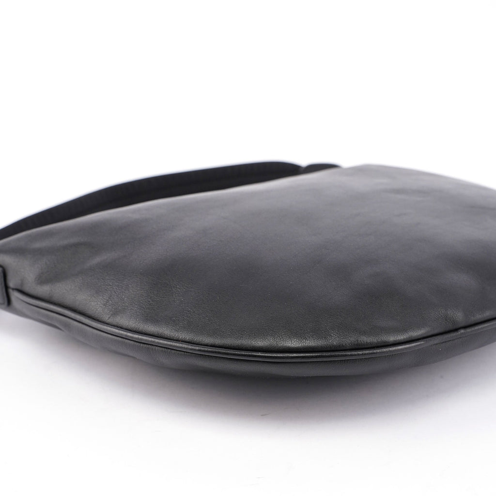 Black Leather Hobo Shoulder Bag