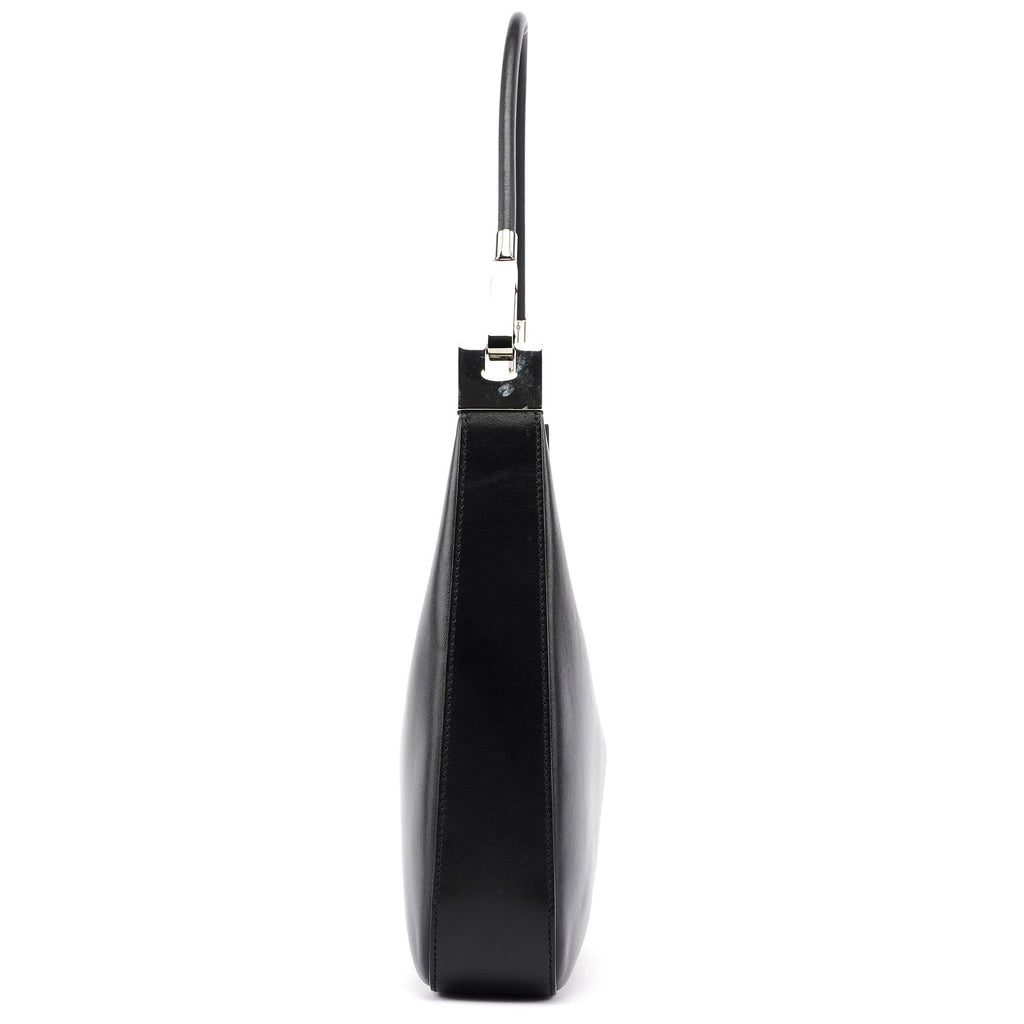 Black Leather Hobo Shoulder Bag