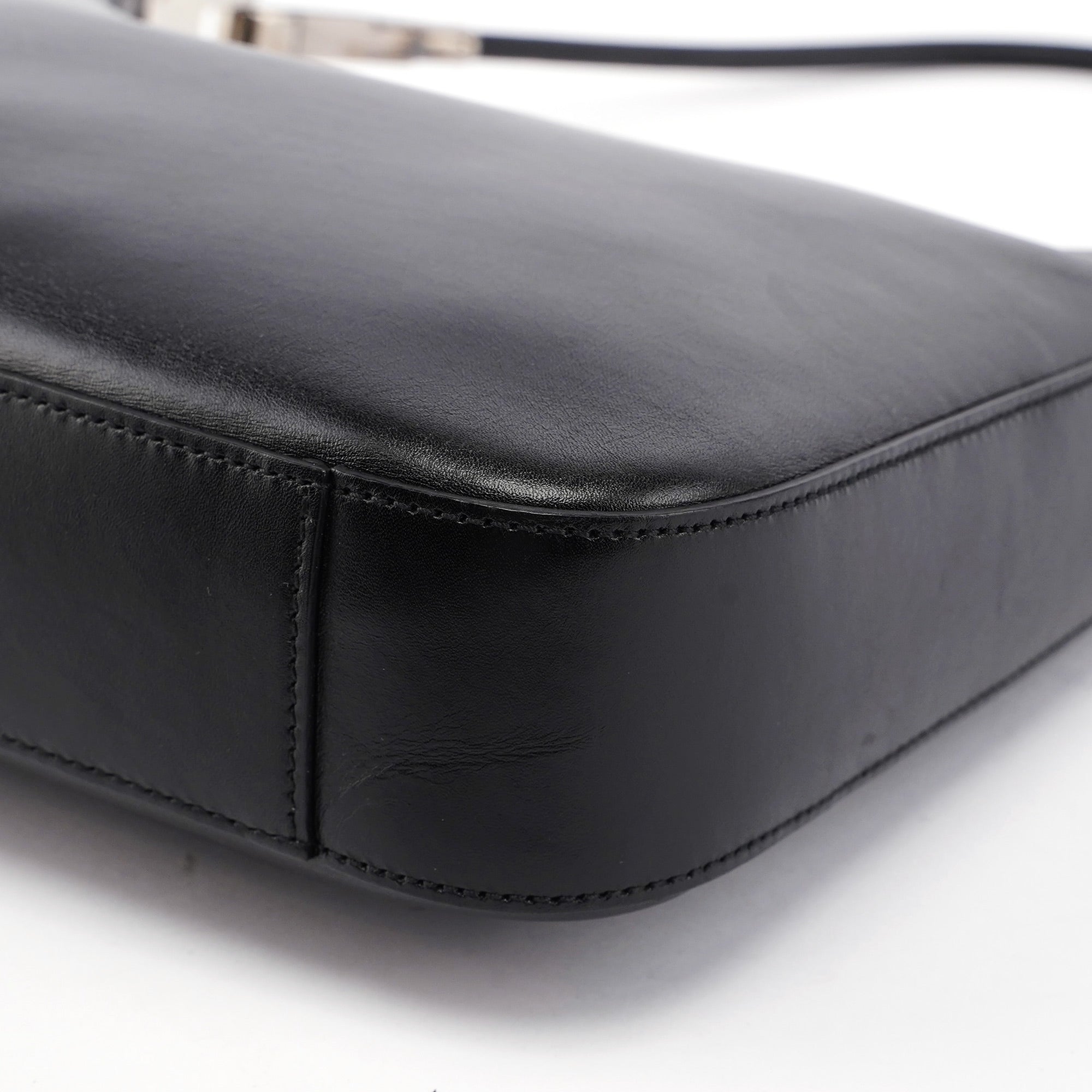 Black Leather Hobo Shoulder Bag