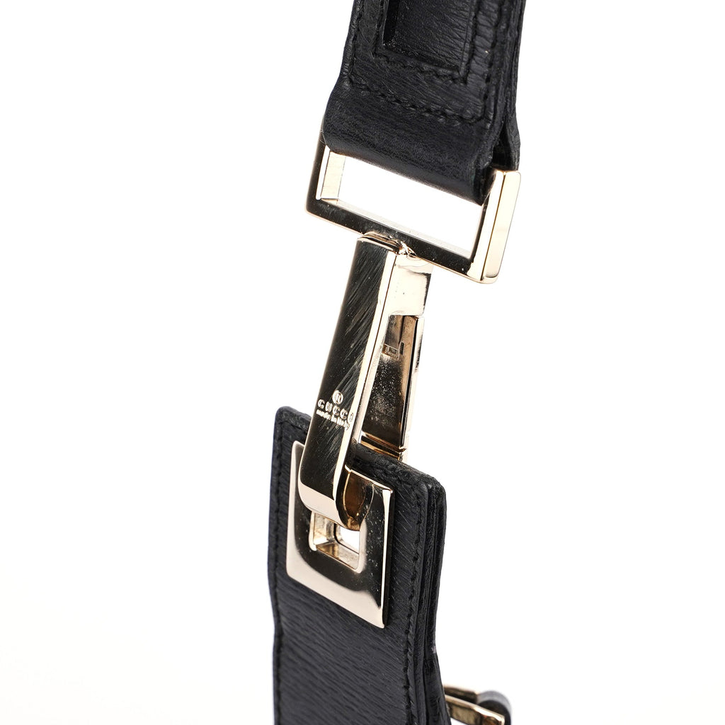 Black Leather Hobo Shoulder Bag