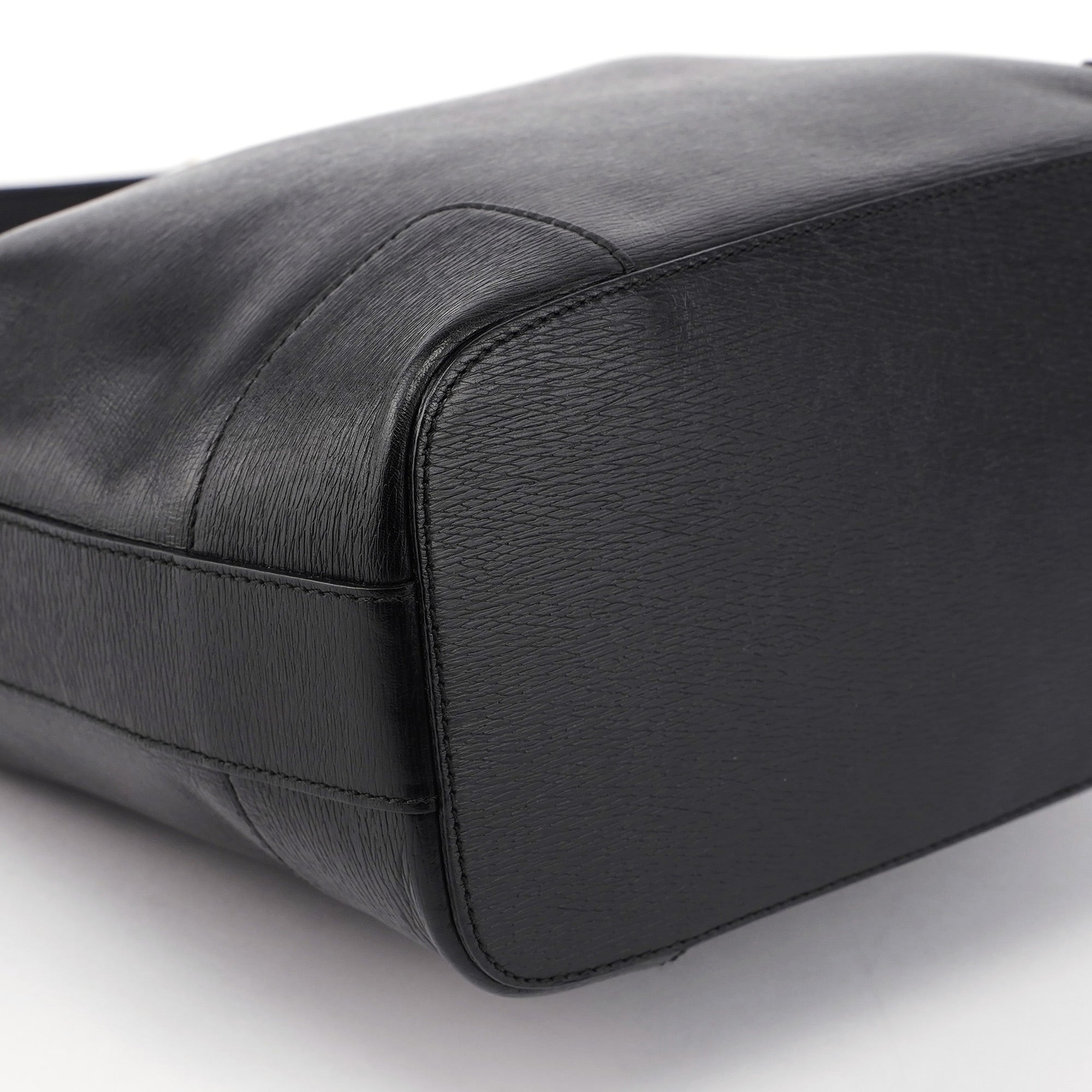 Black Leather Hobo Shoulder Bag