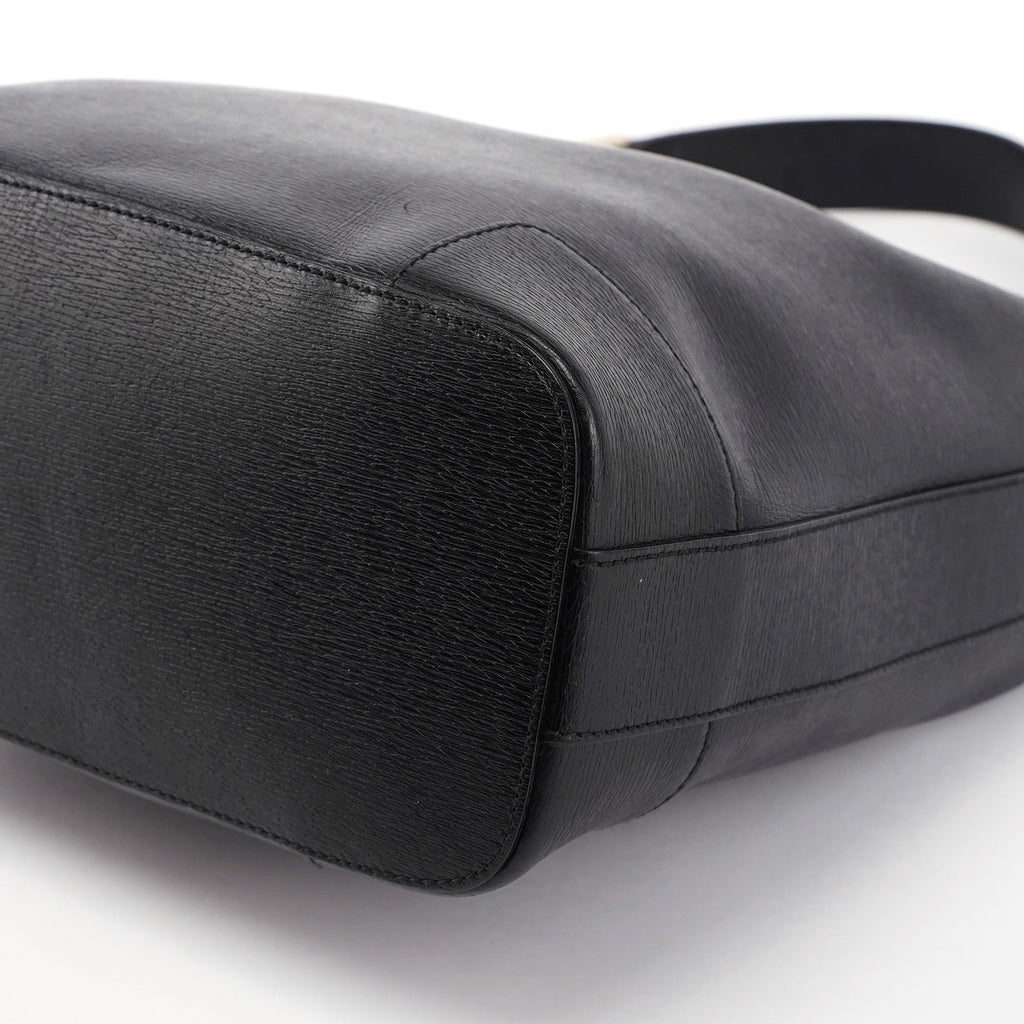 Black Leather Hobo Shoulder Bag