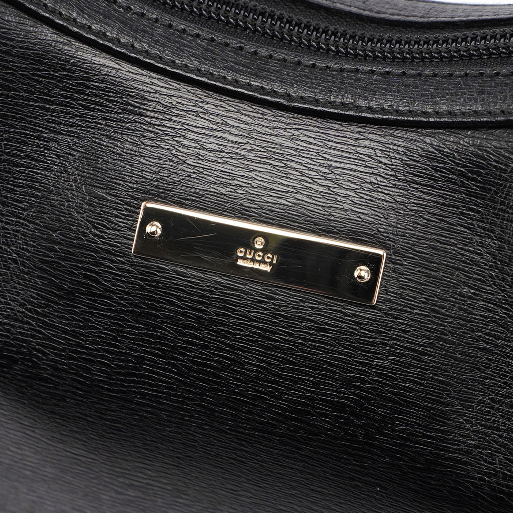 Black Leather Hobo Shoulder Bag