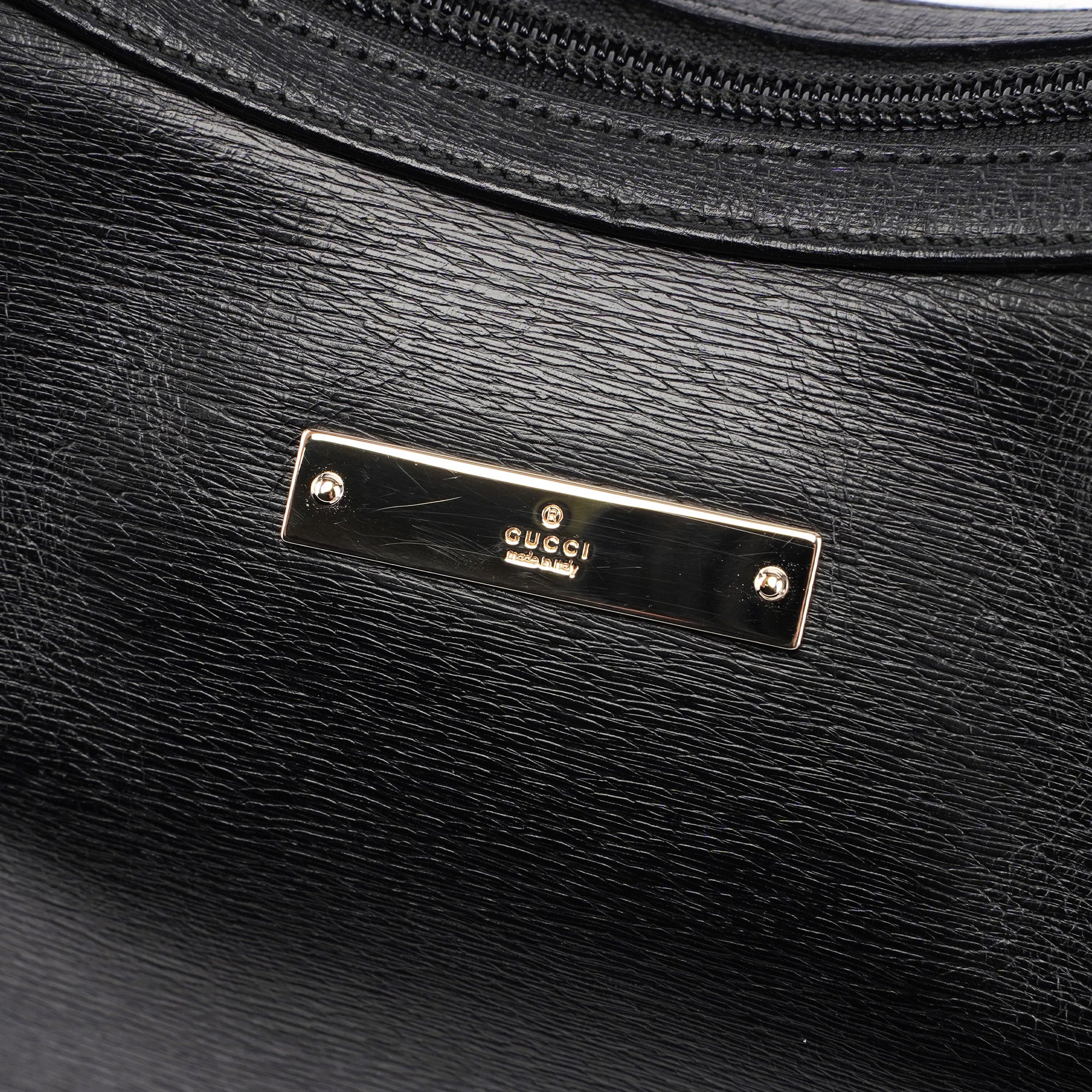 Black Leather Hobo Shoulder Bag