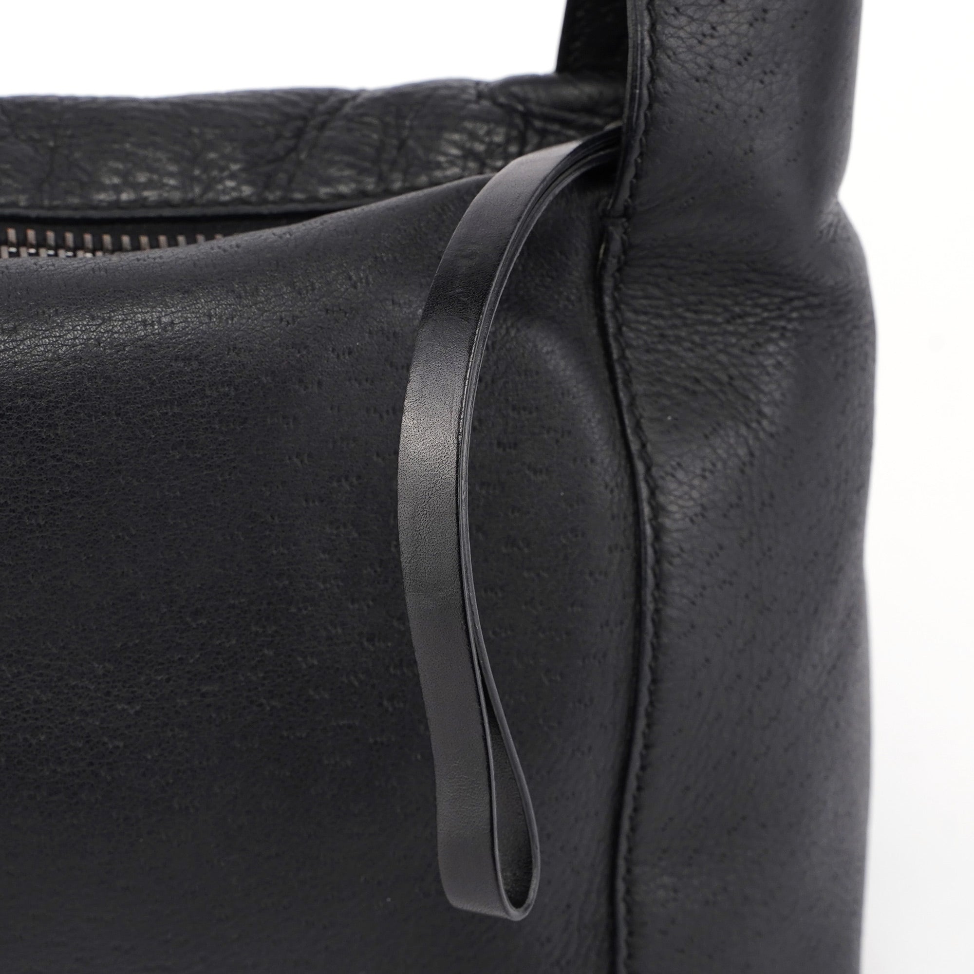Black Leather Hobo Shoulder Bag