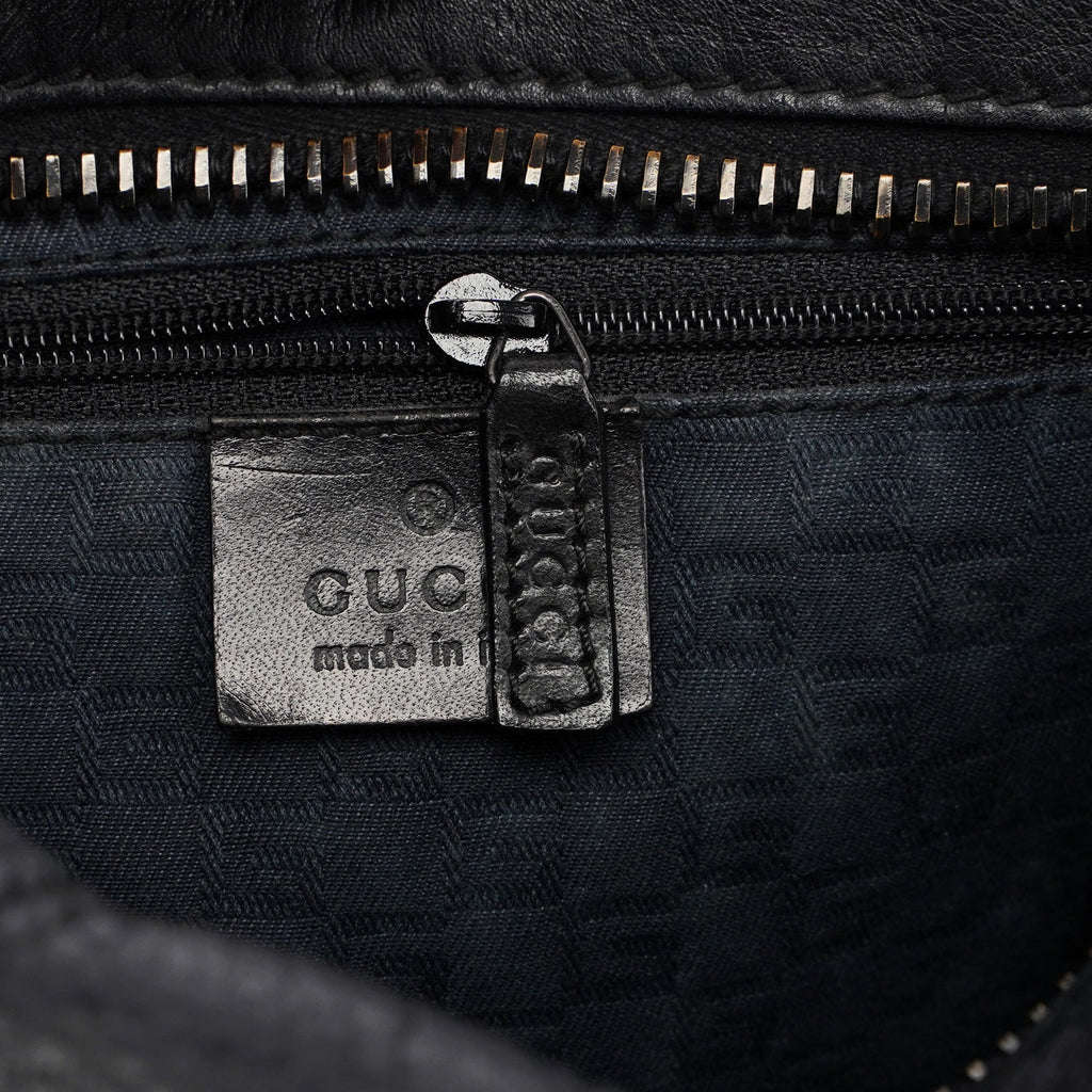 Black Leather Hobo Shoulder Bag