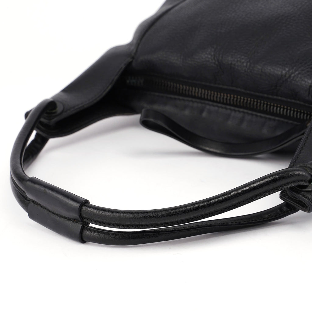 Black Leather Hobo Shoulder Bag