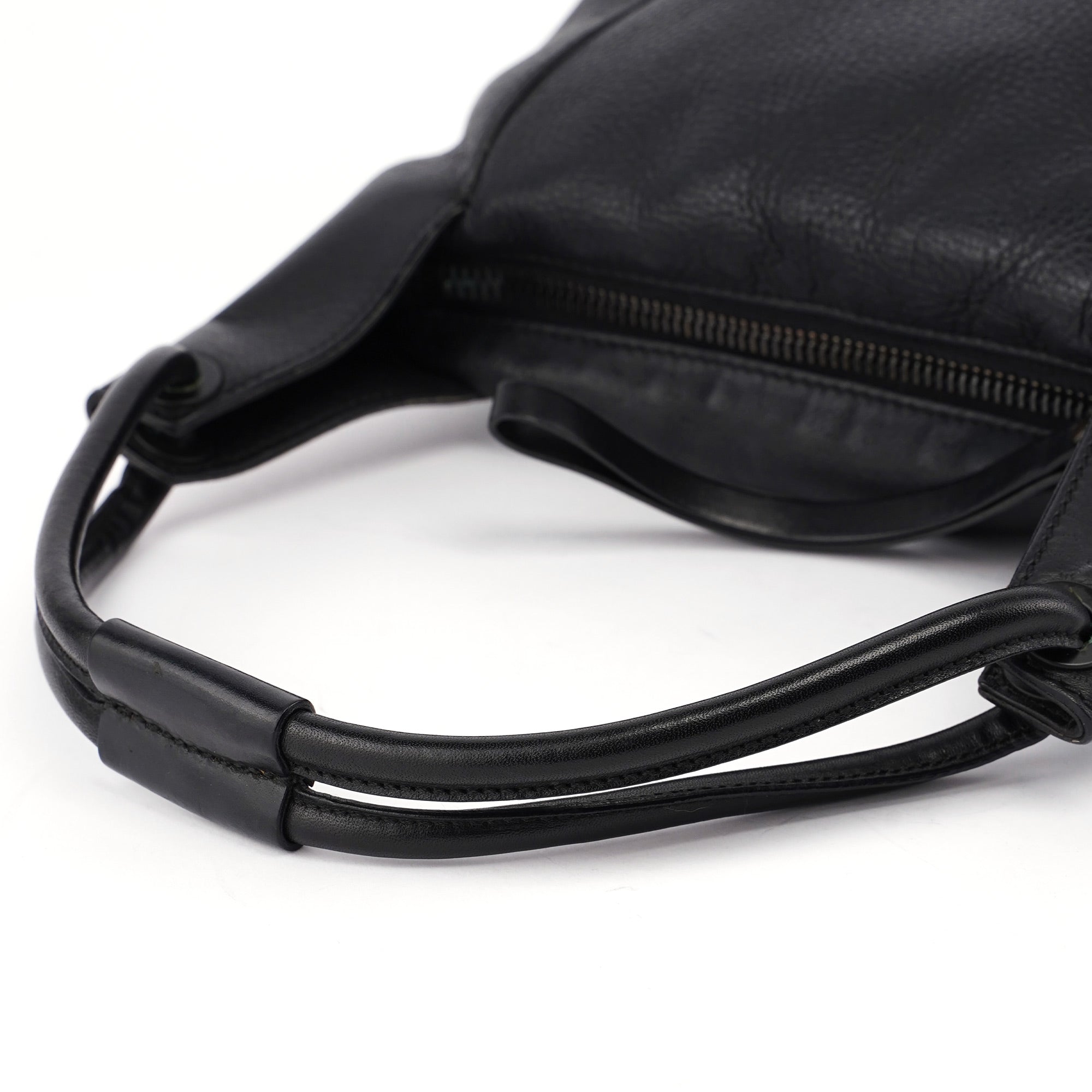 Black Leather Hobo Shoulder Bag