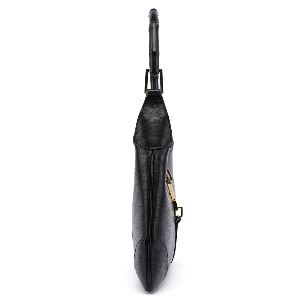 Black Leather Jackie Bamboo Bag