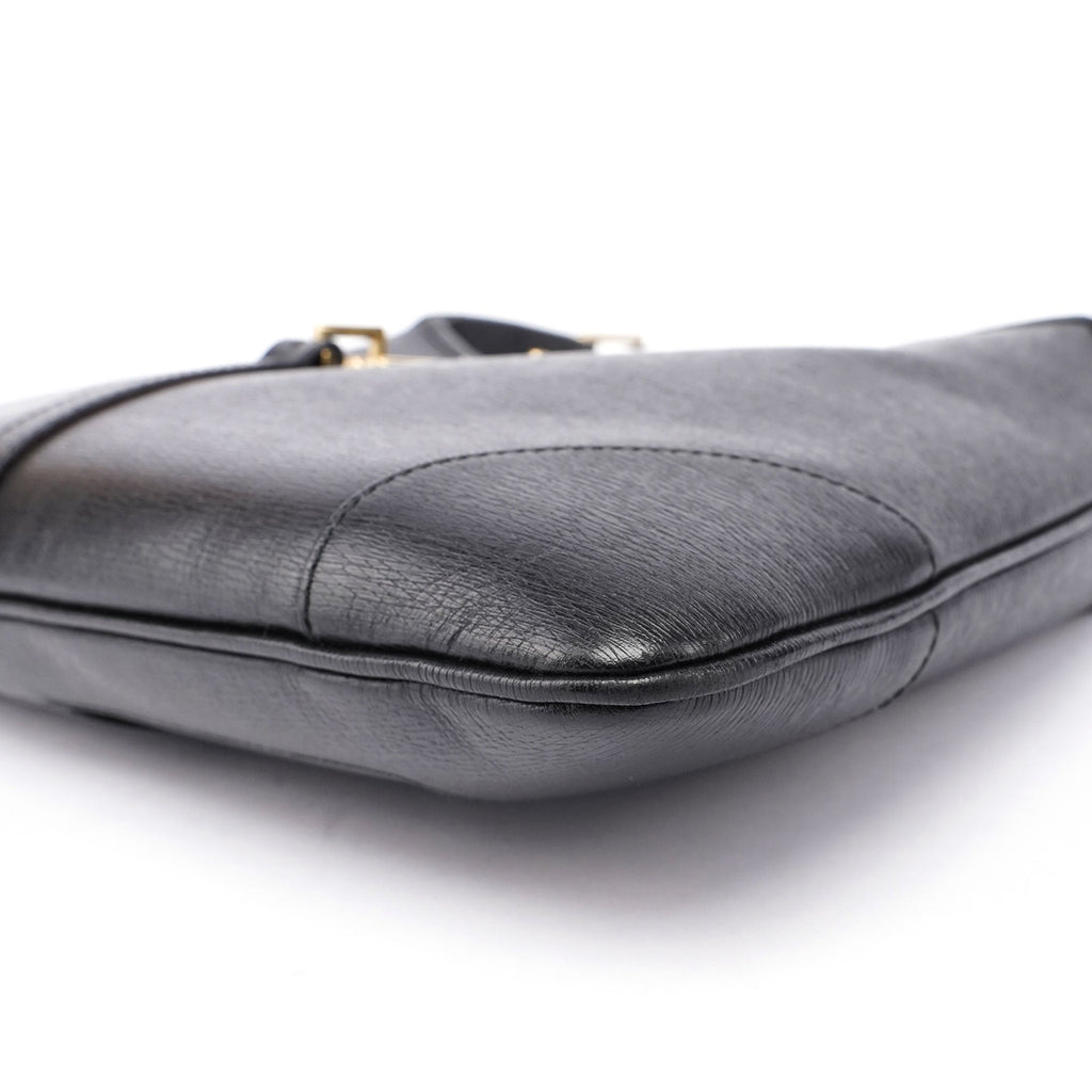 Black Leather Jackie Bamboo Bag