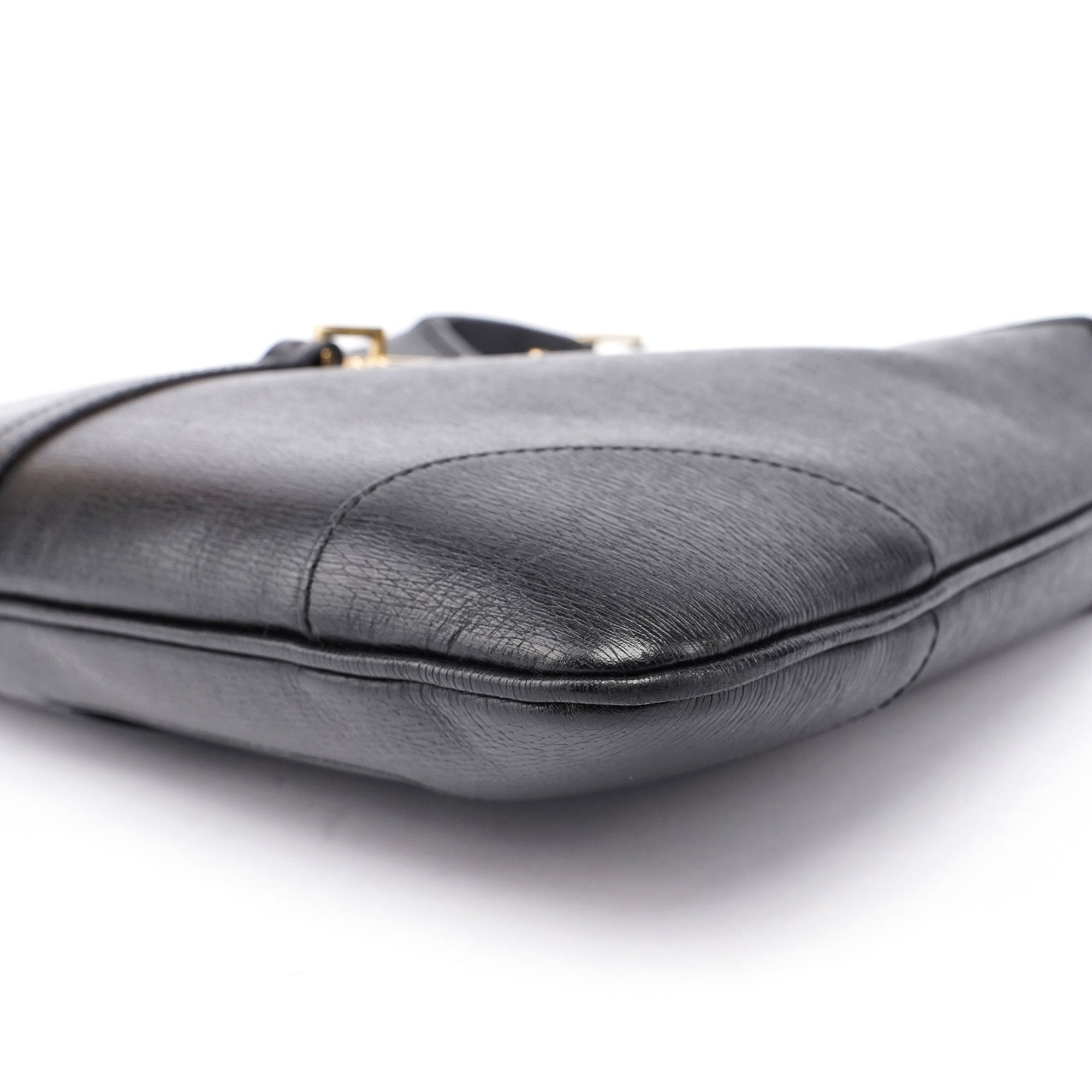 Black Leather Jackie Bamboo Bag
