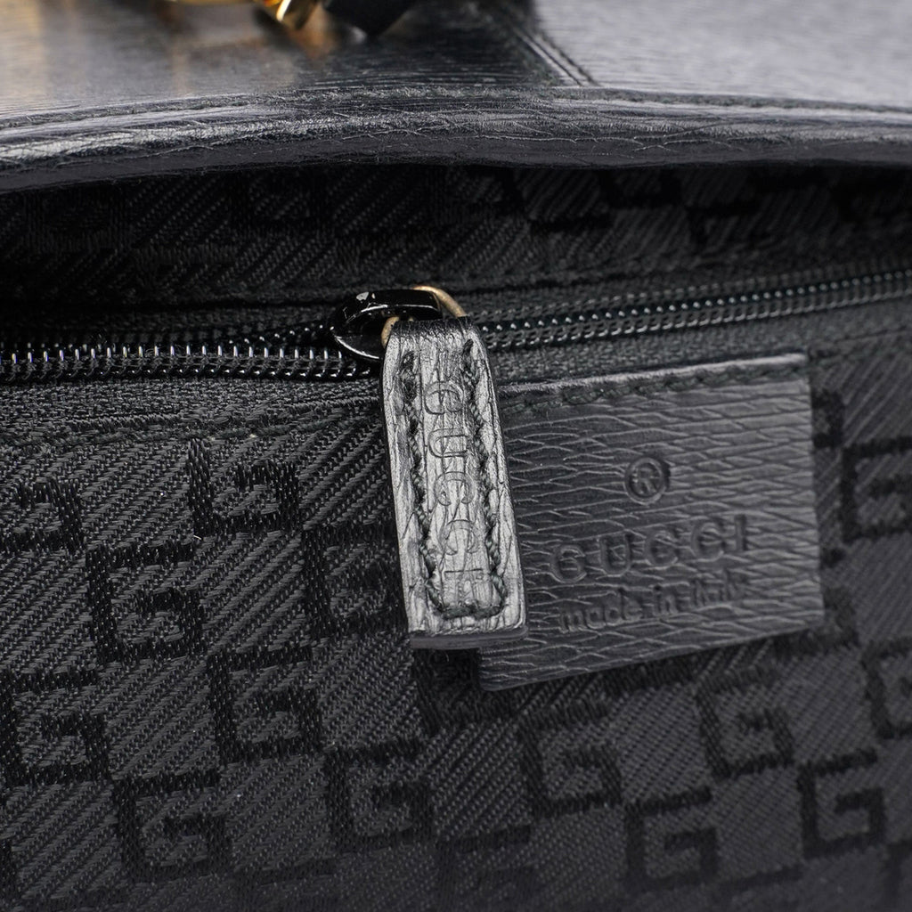 Black Leather Jackie Bamboo Bag