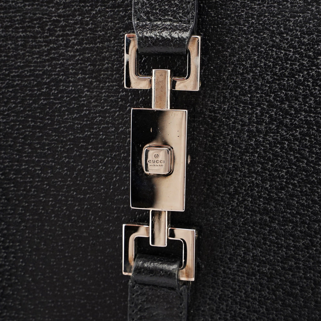 Black Leather Jackie Tote
