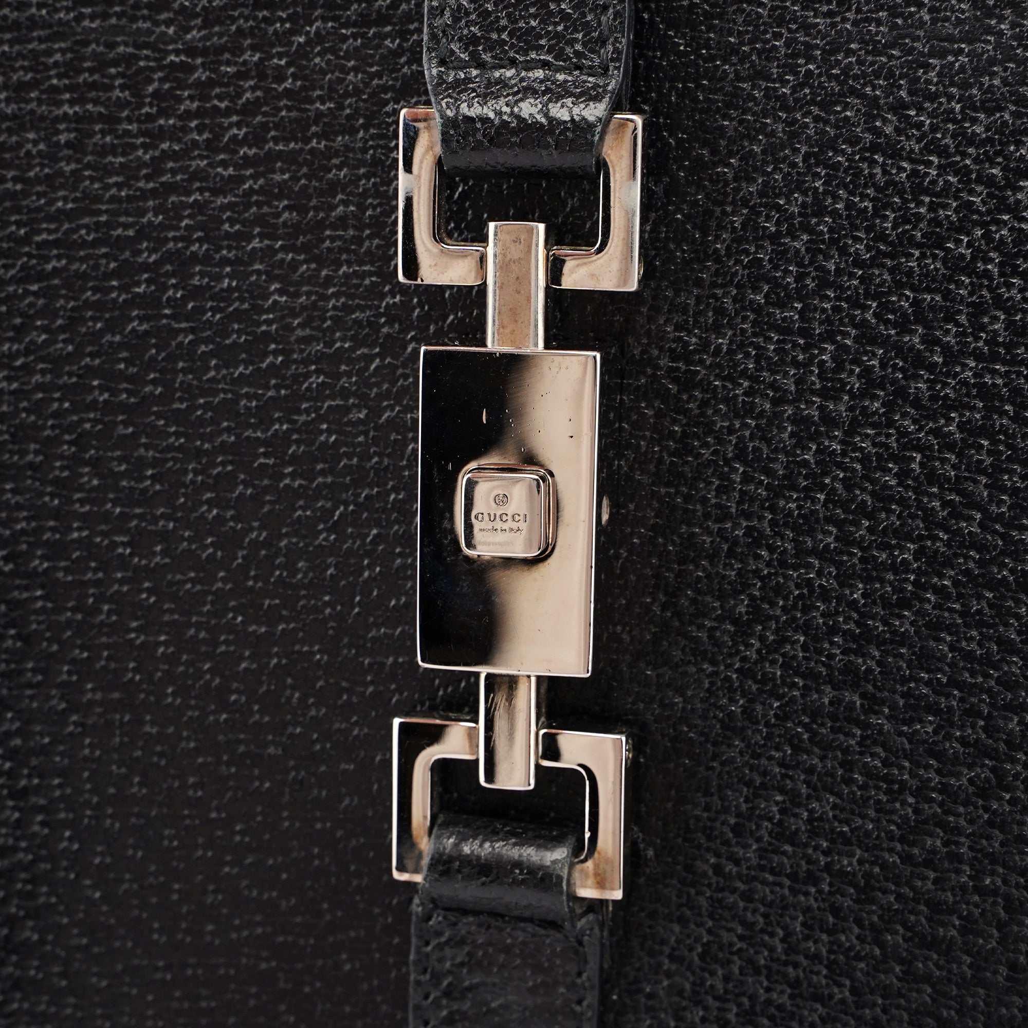 Black Leather Jackie Tote