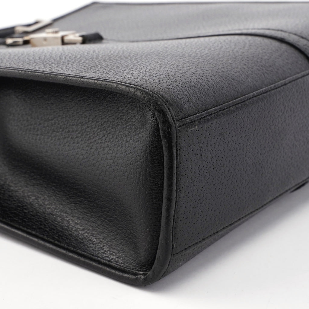 Black Leather Jackie Tote