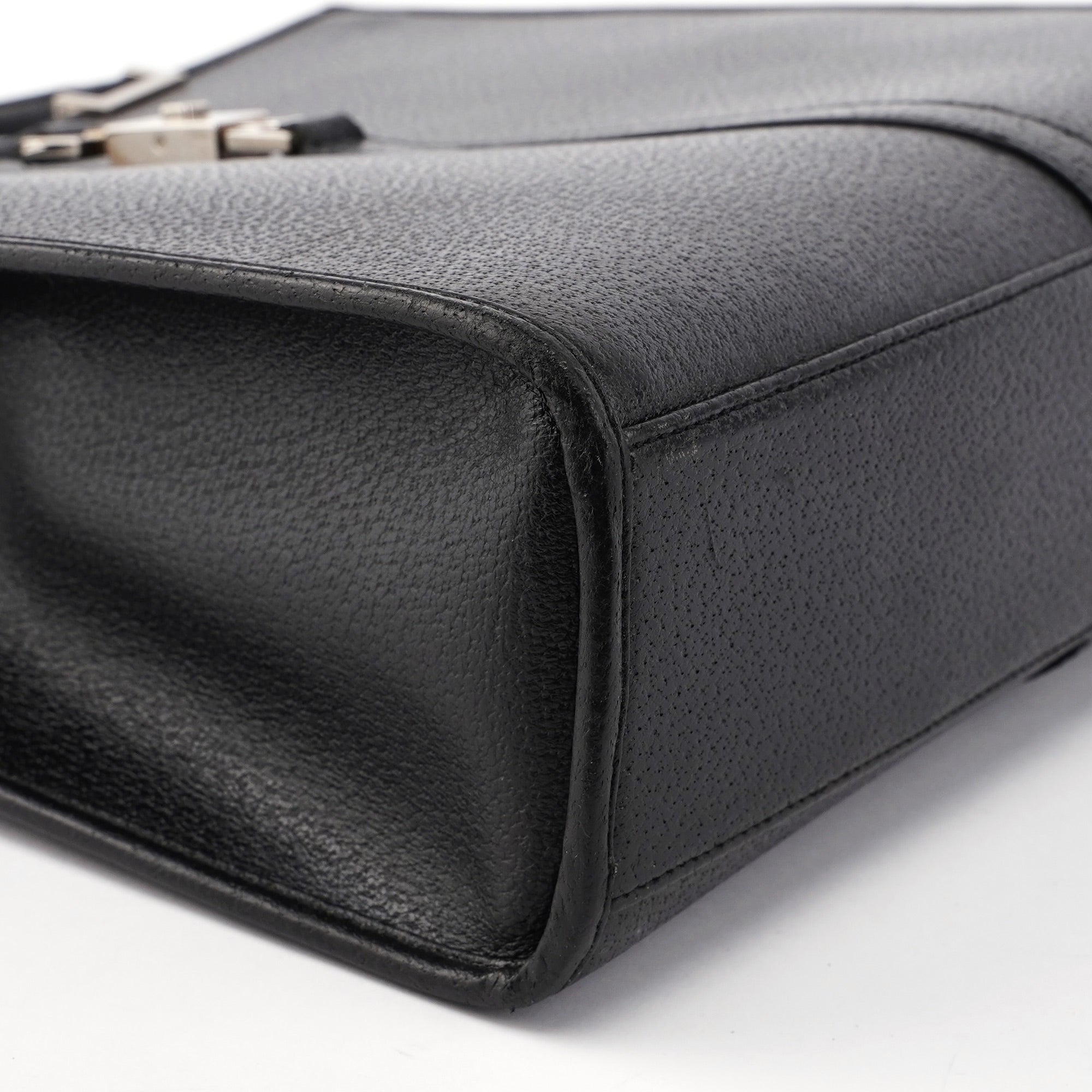 Black Leather Jackie Tote