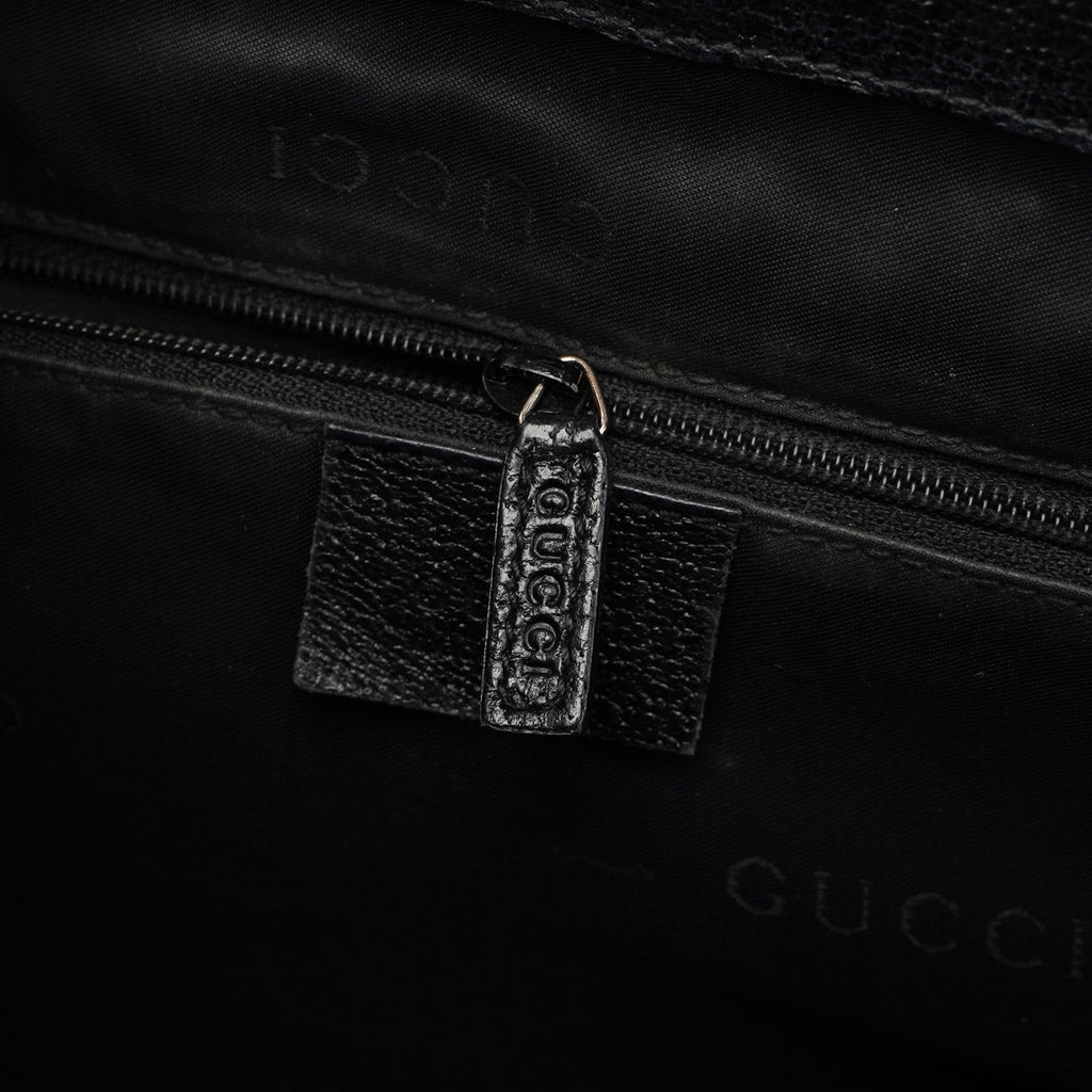 Black Leather Jackie Tote