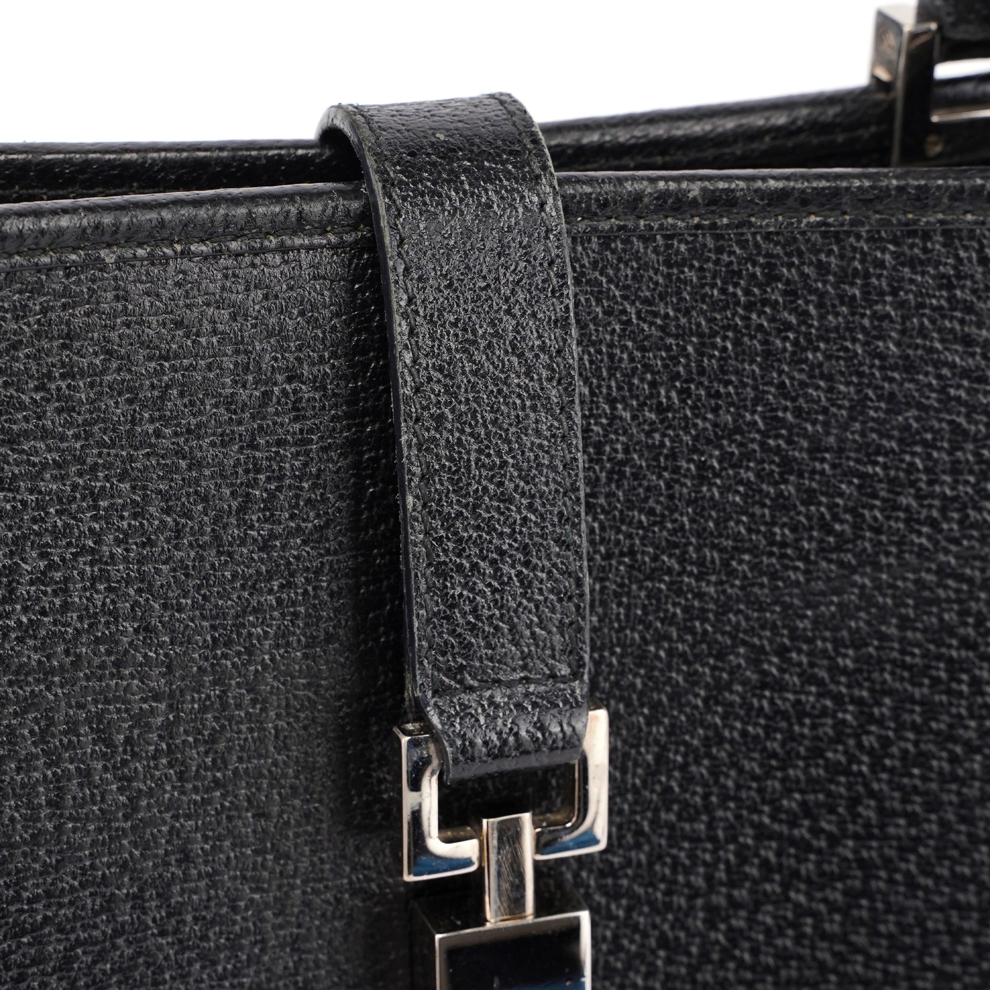 Black Leather Jackie Tote