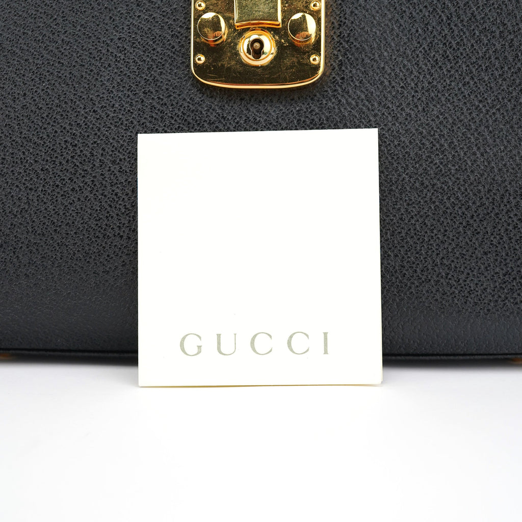 Black Leather Lady Lock 2-Way Bag
