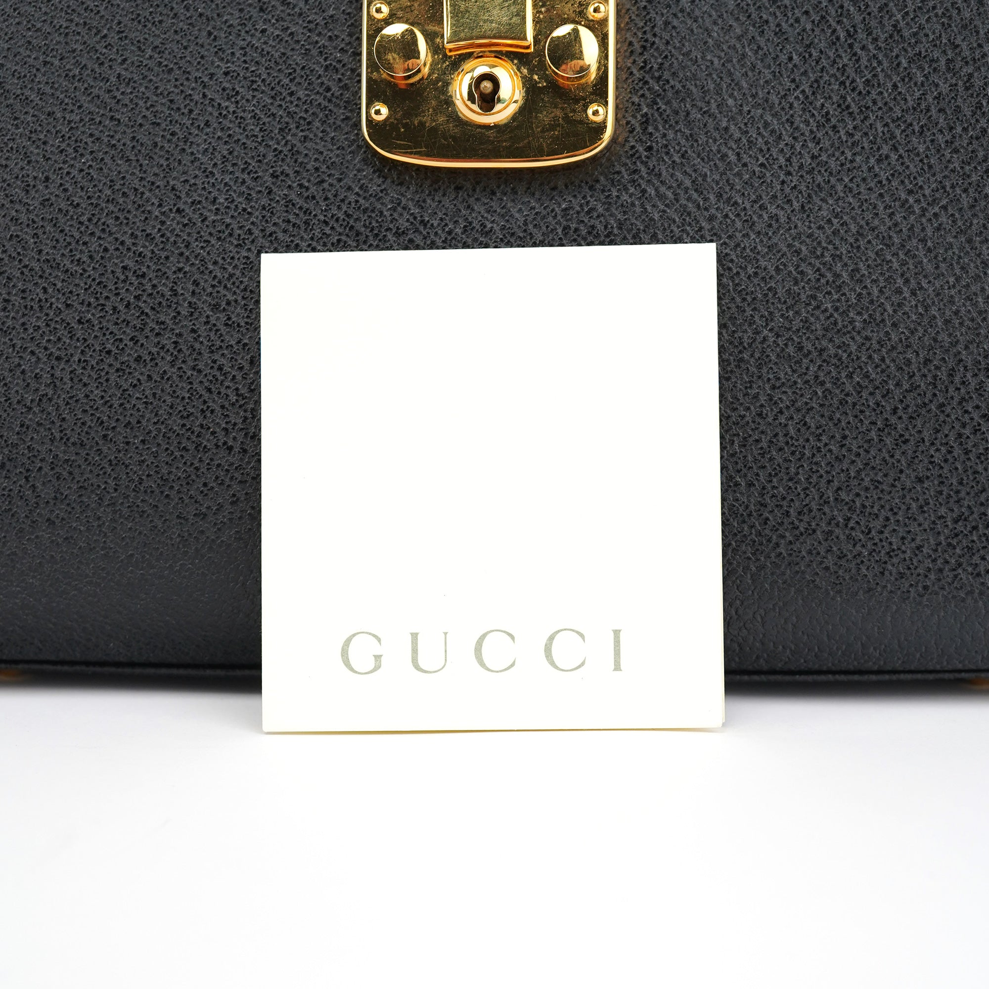 Black Leather Lady Lock 2-Way Bag