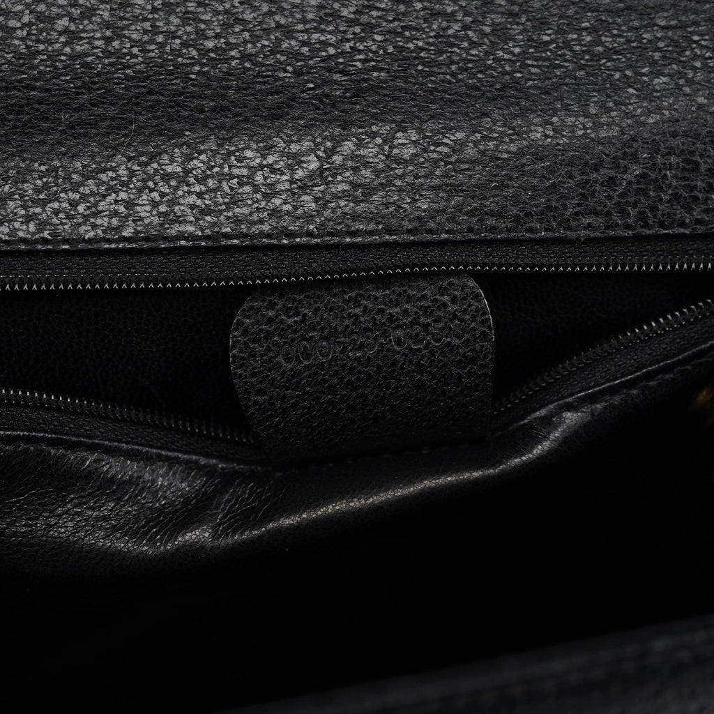 Black Leather Lady Lock 2-Way Bag
